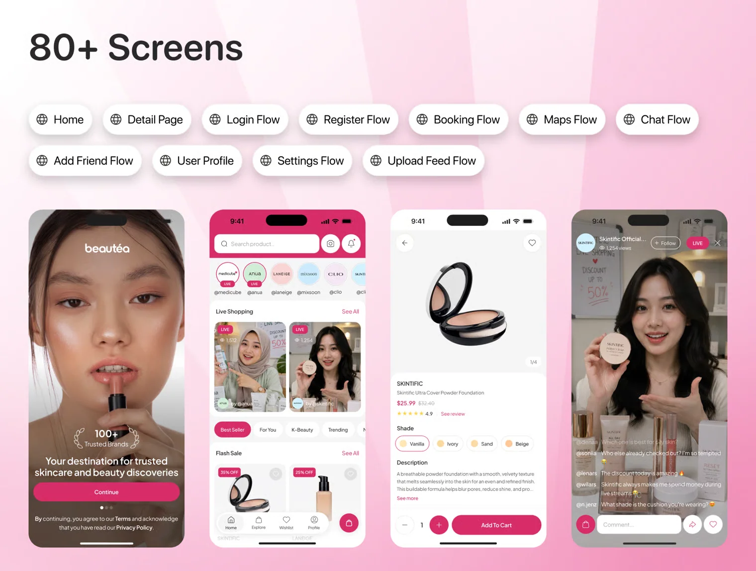 Beautéa - Beauty Skincare Mobile App UI Kit 3