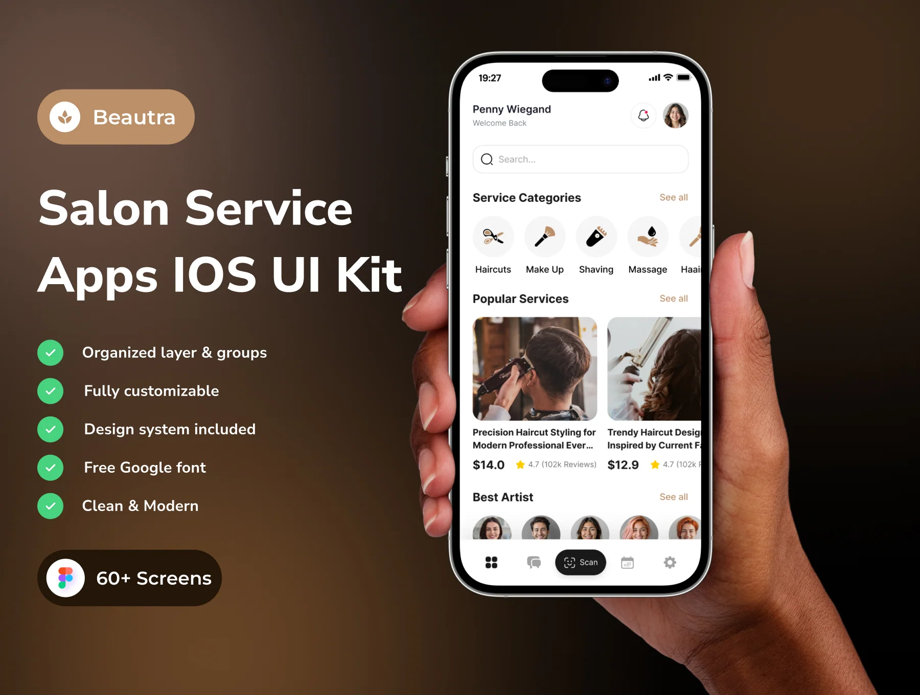 Beautra - Salon Service App IOS UI Kits