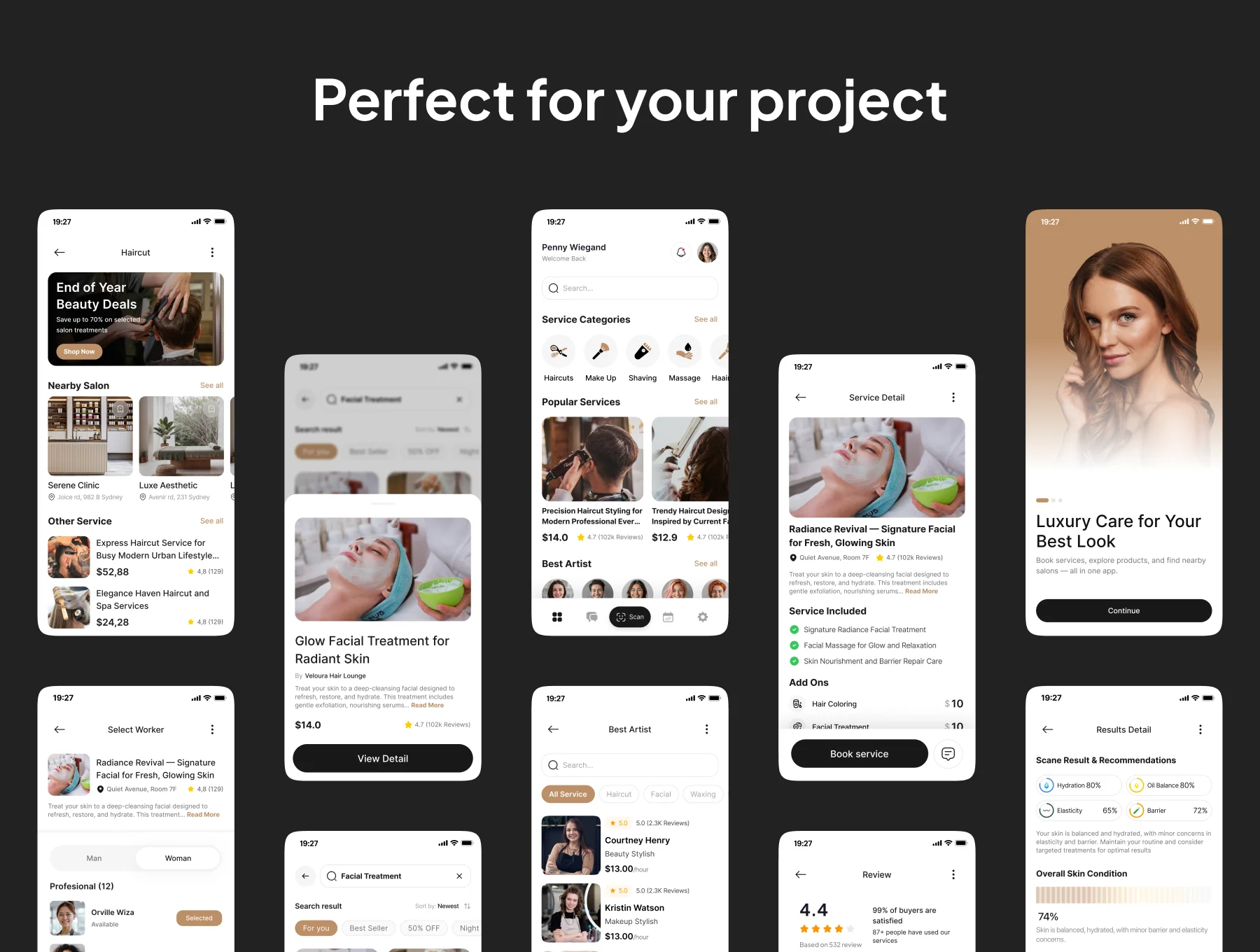 Beautra - Salon Service App IOS UI Kits 5