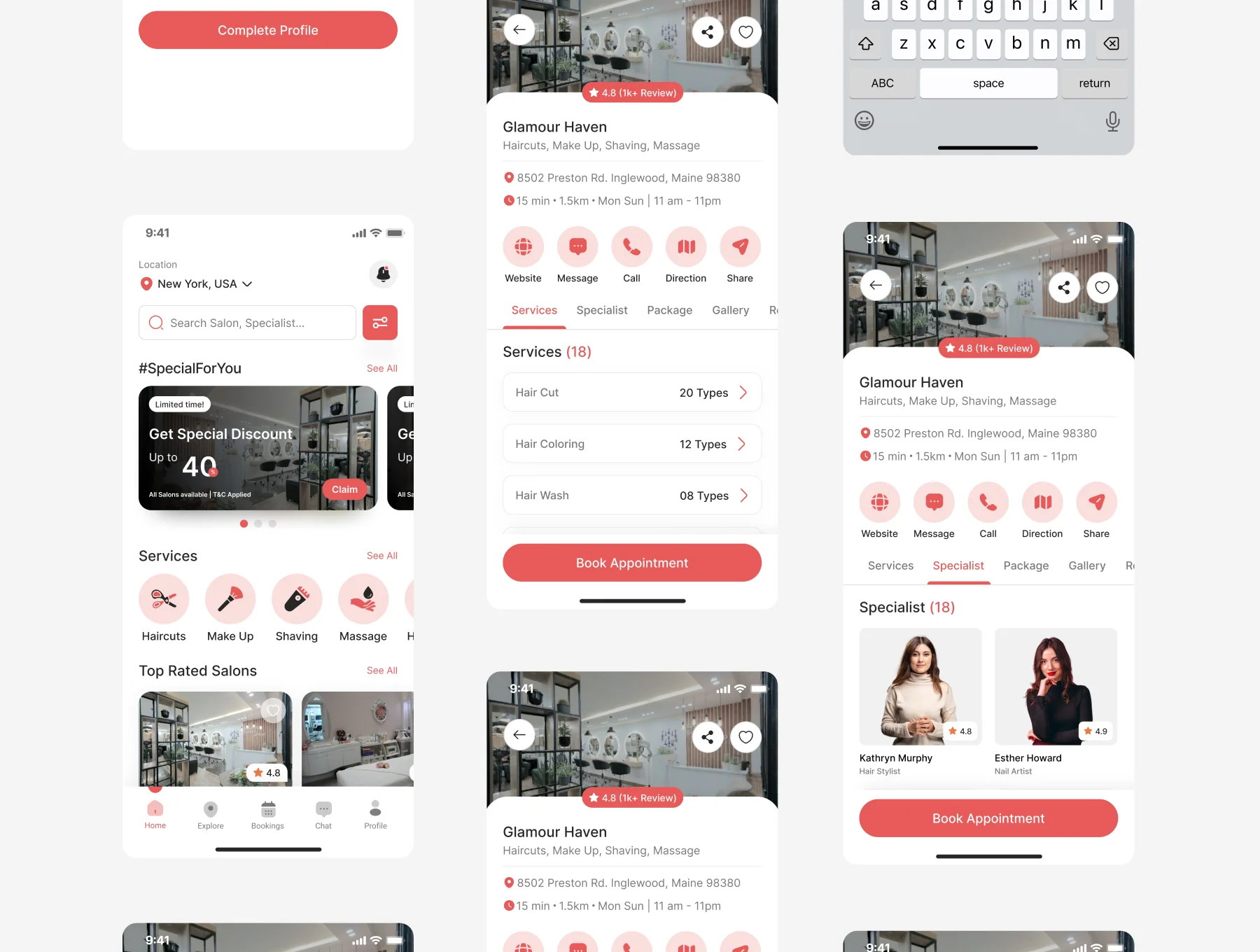 Beauty & Barber Salon Mobile App UI Kit 3