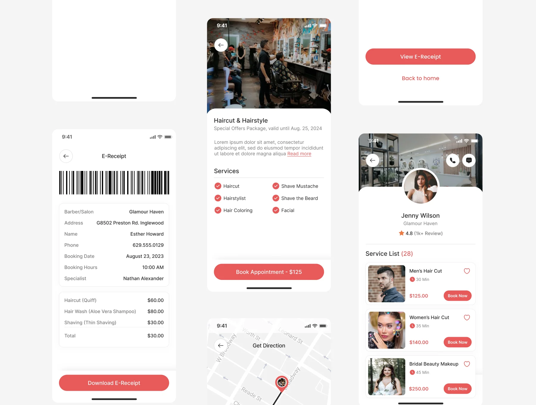 Beauty & Barber Salon Mobile App UI Kit 5