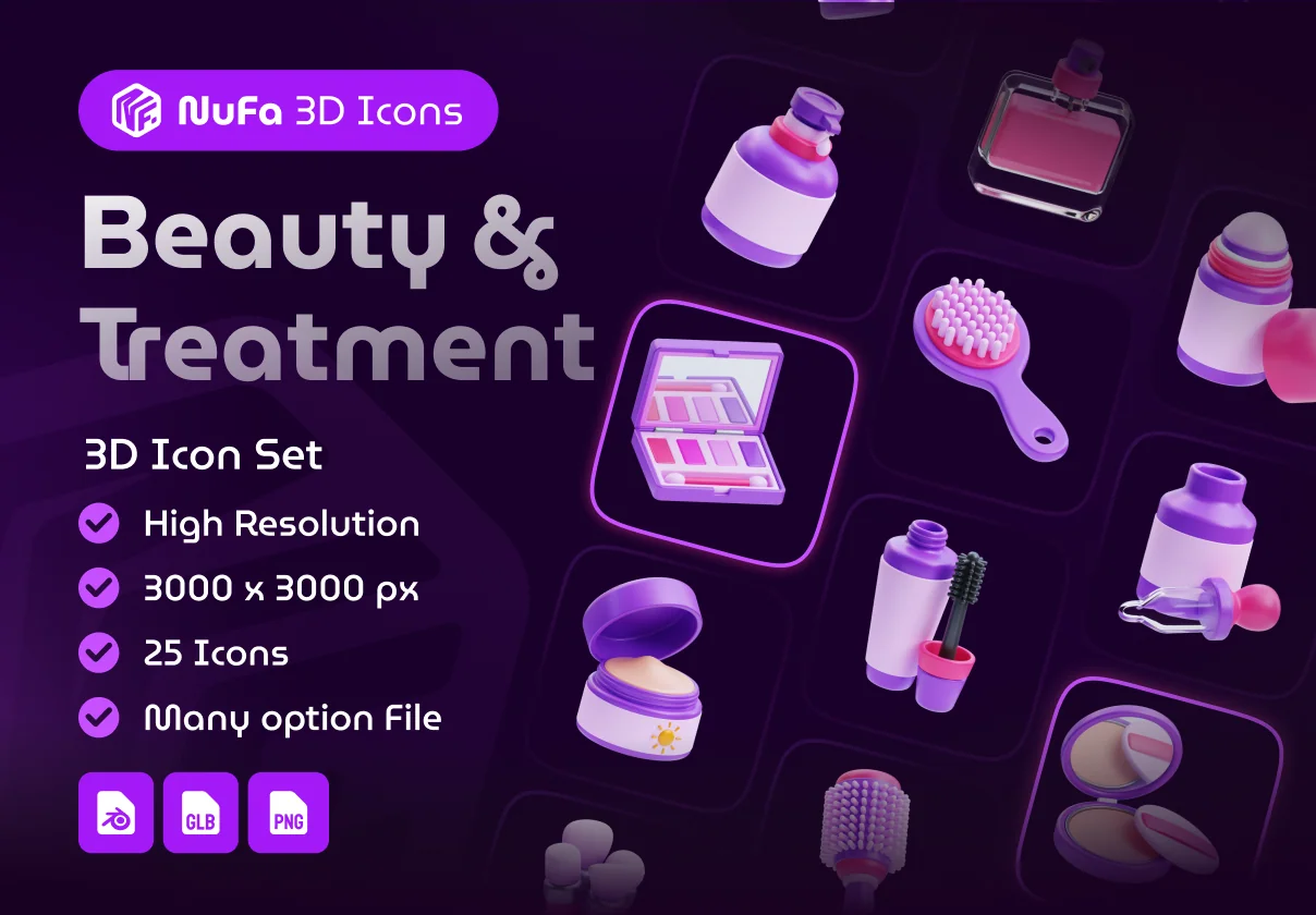 Beauty & Treatment 3D Icon Set