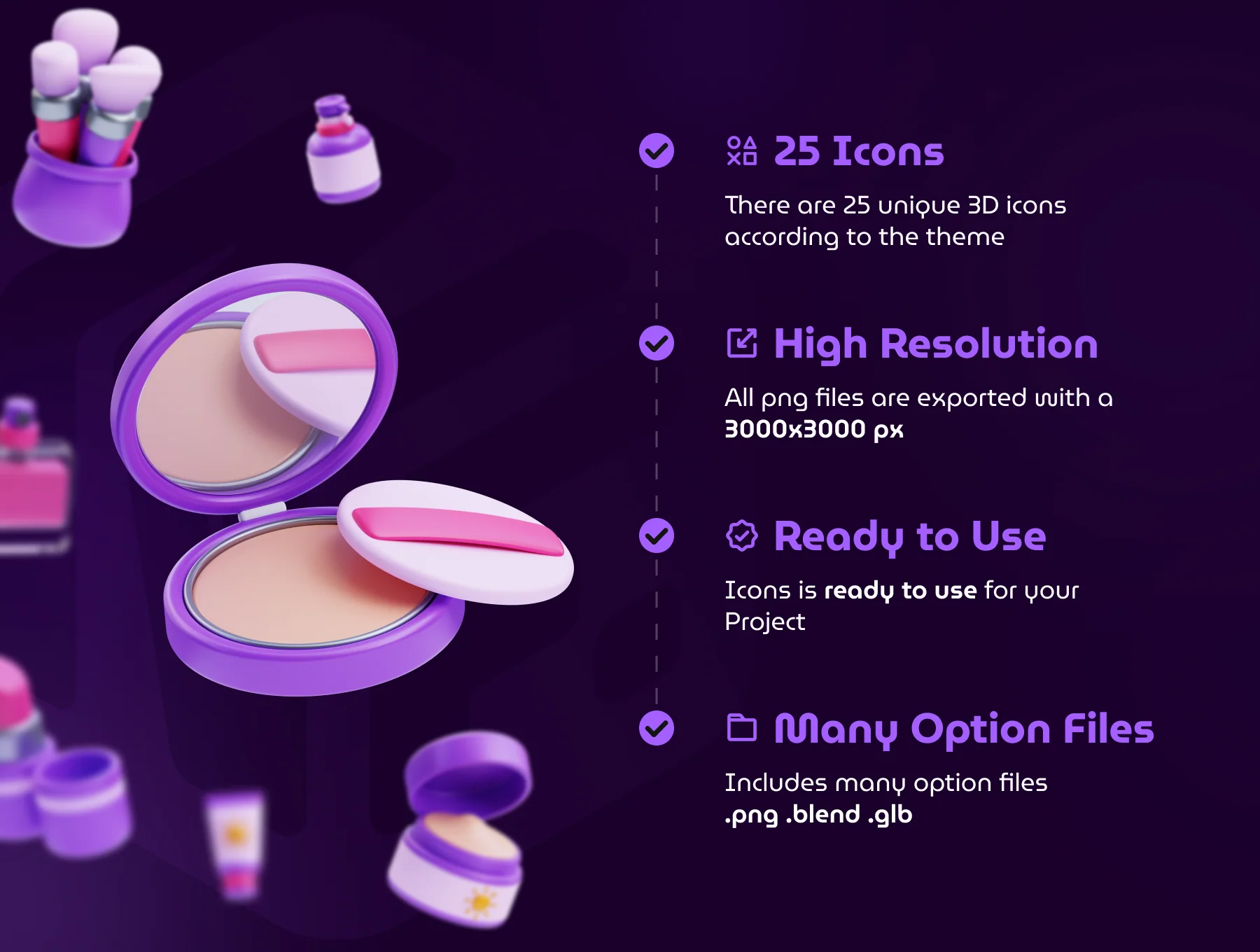 Beauty & Treatment 3D Icon Set 4