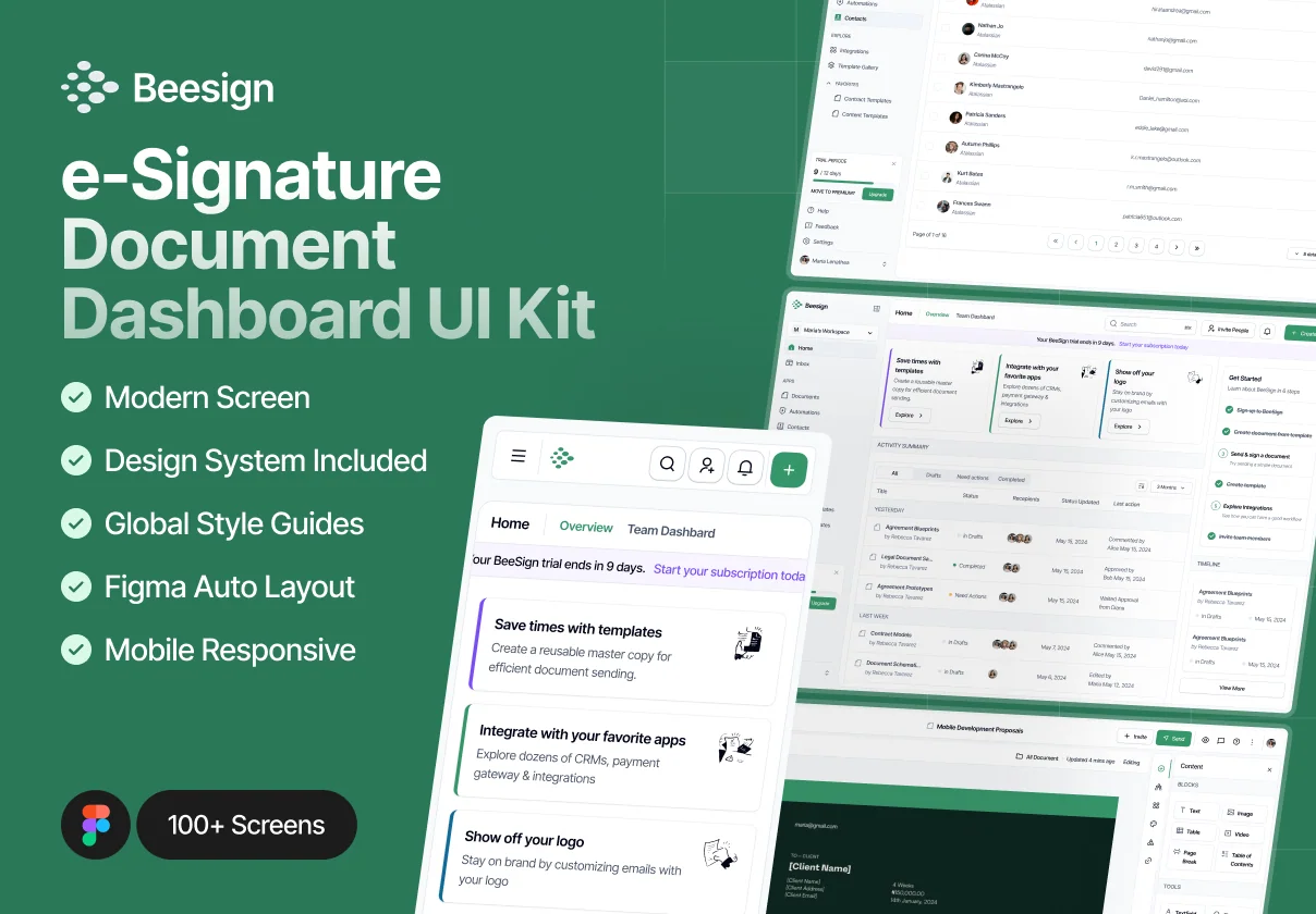 Beesign - e-Signature Document Dashboard UI Kit