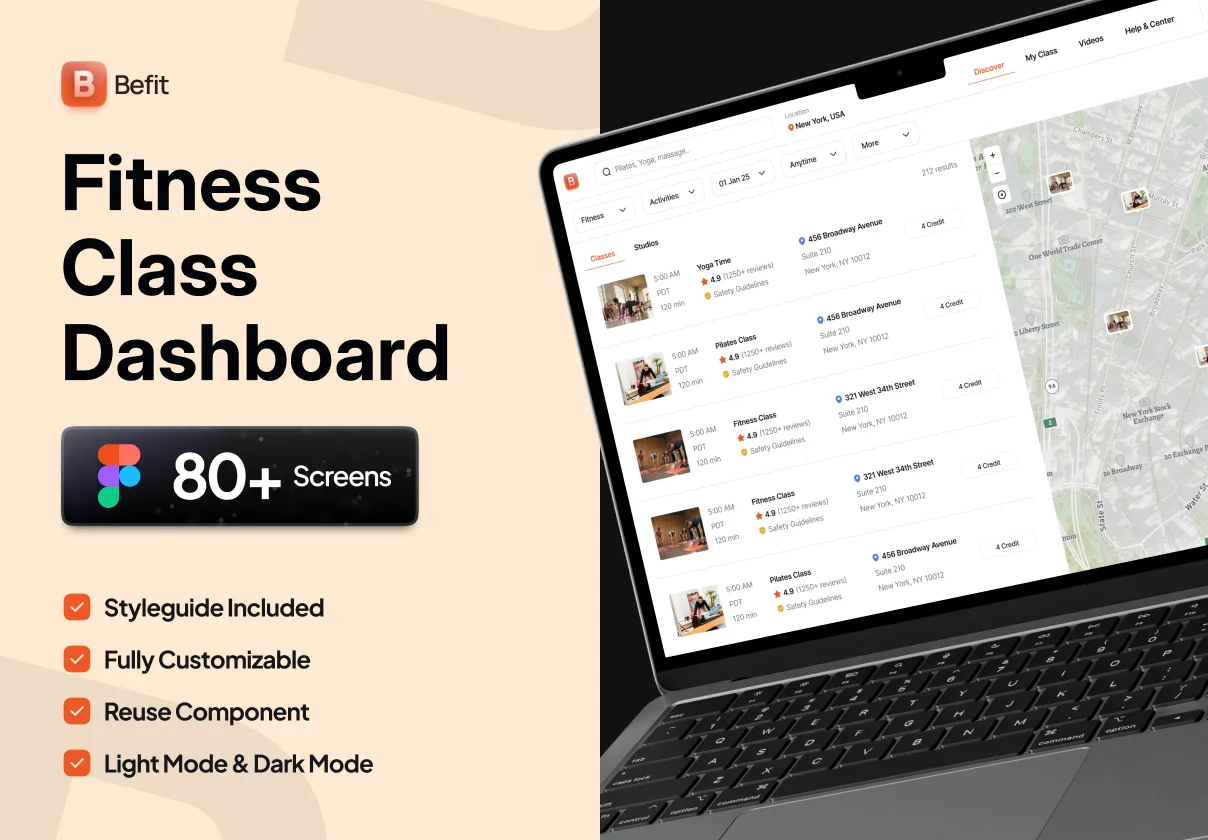 Fitness Class Dashboard UI Kit - Befit
