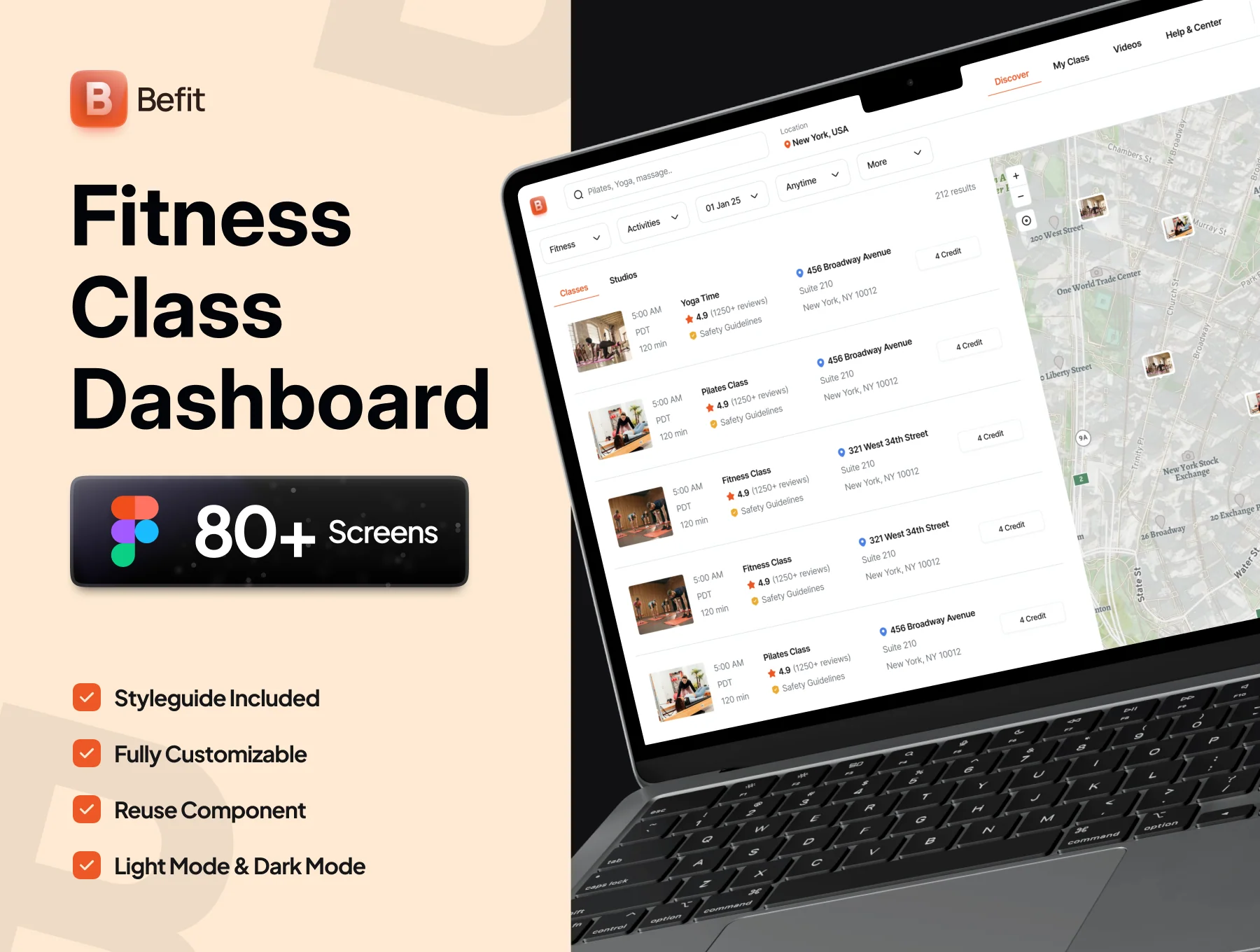 Fitness Class Dashboard UI Kit - Befit