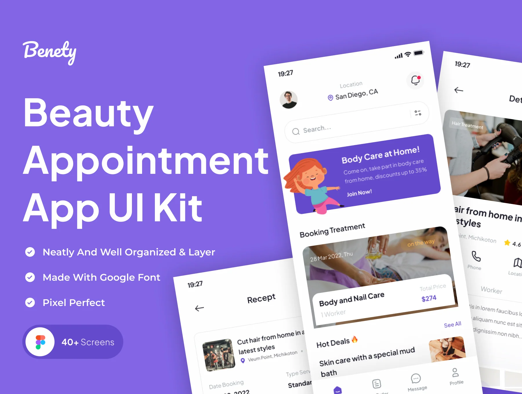 Benety - Beauty Appointment App UI Kits