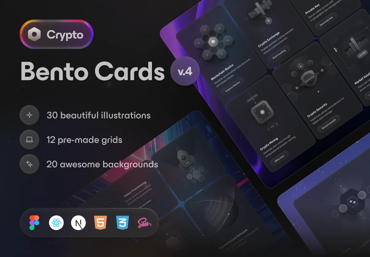 🍱 Bento Cards: Crypto