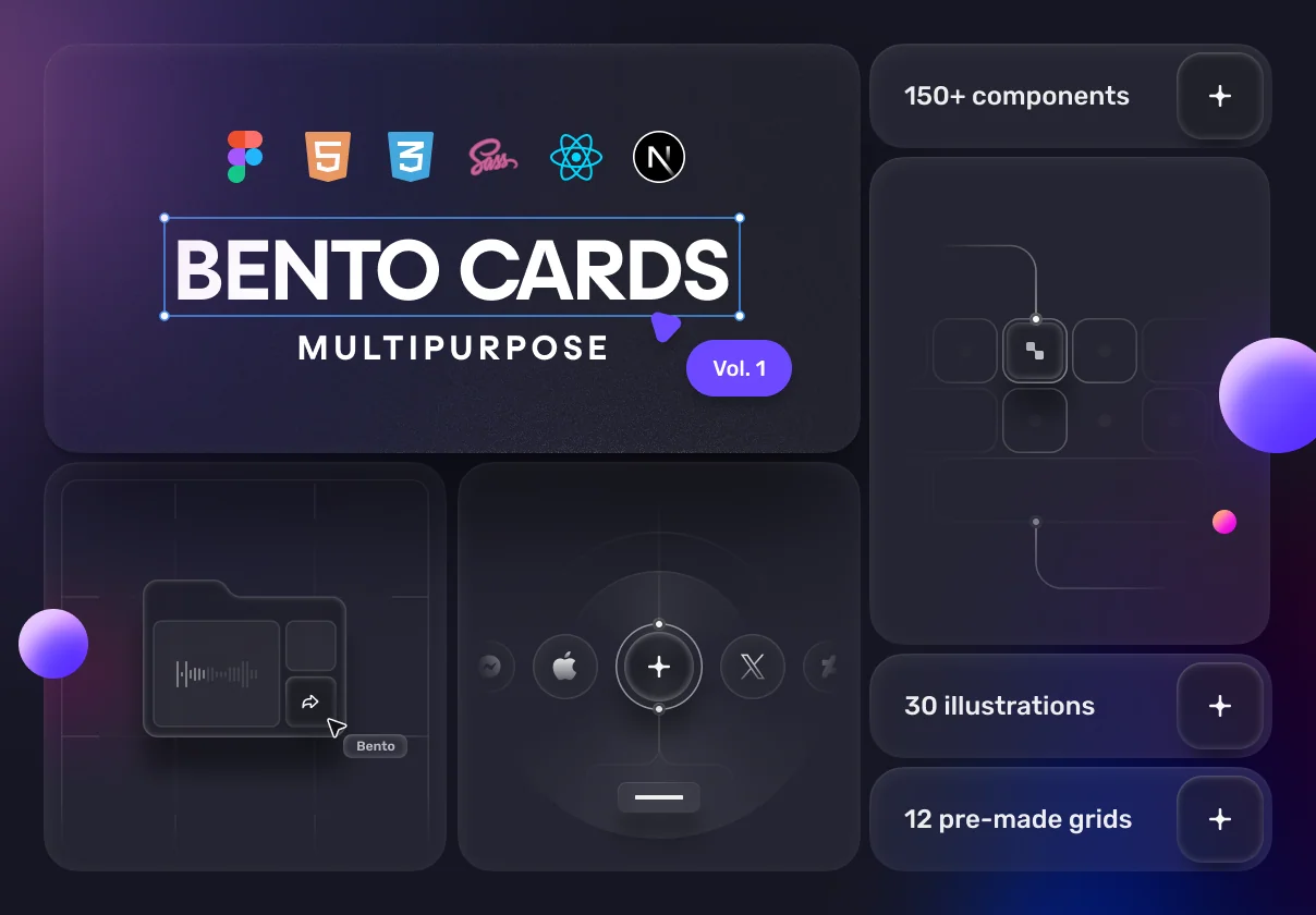 🍱 Bento Cards: Multipurpose