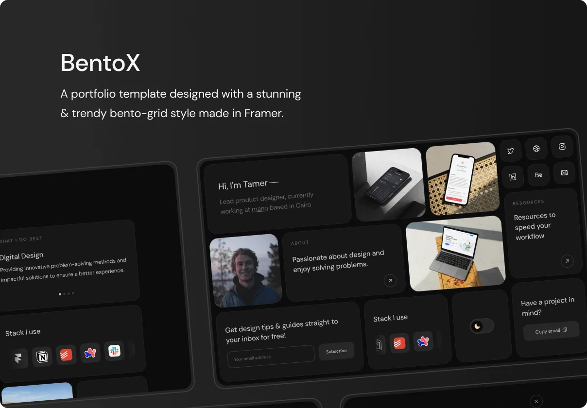 BentoX – Personal Portfolio Framer Template
