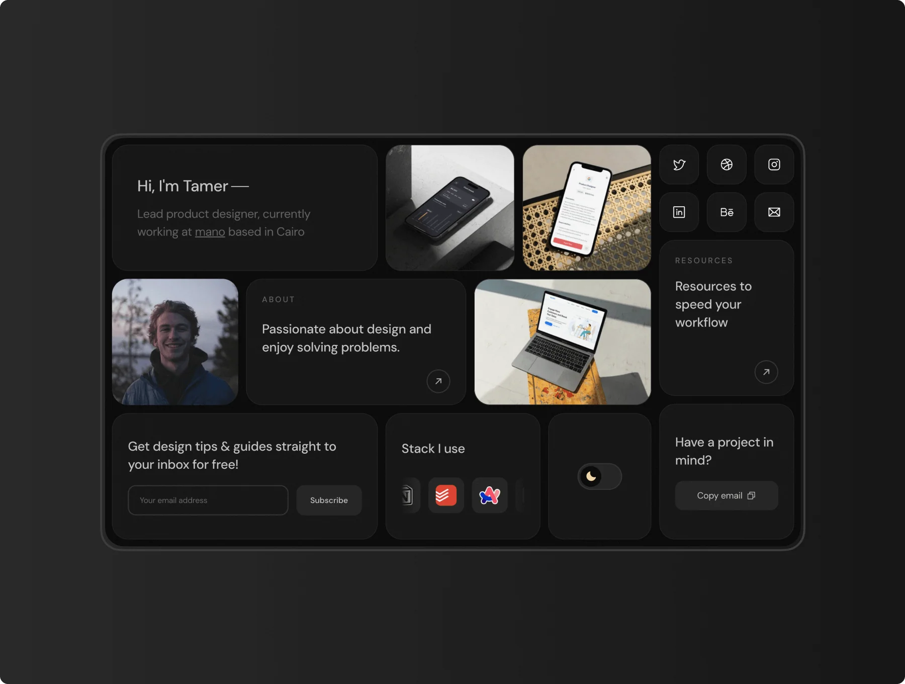 BentoX – Personal Portfolio Framer Template