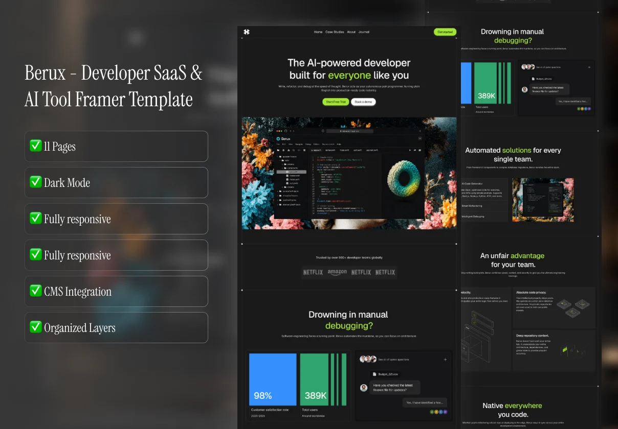 Berux - Developer SaaS & AI Tool Framer Template