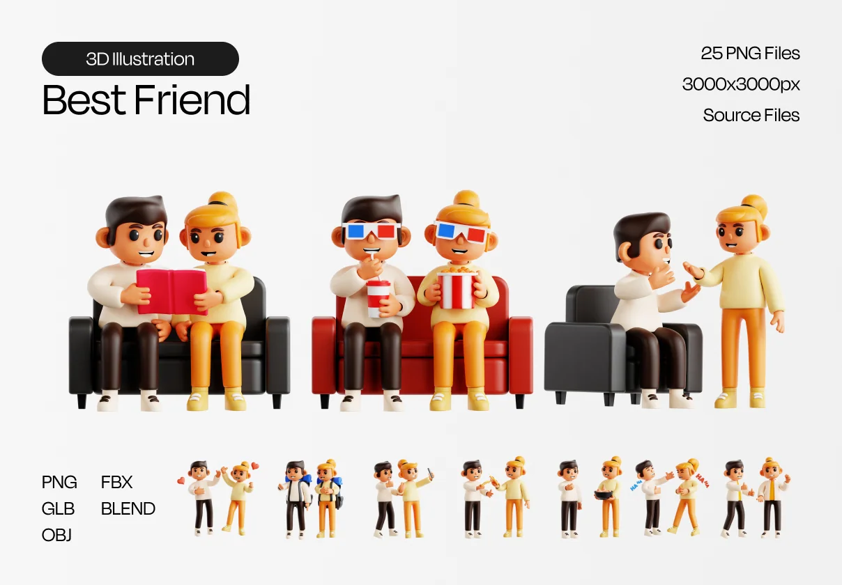 Best Friend 3D Icon Set