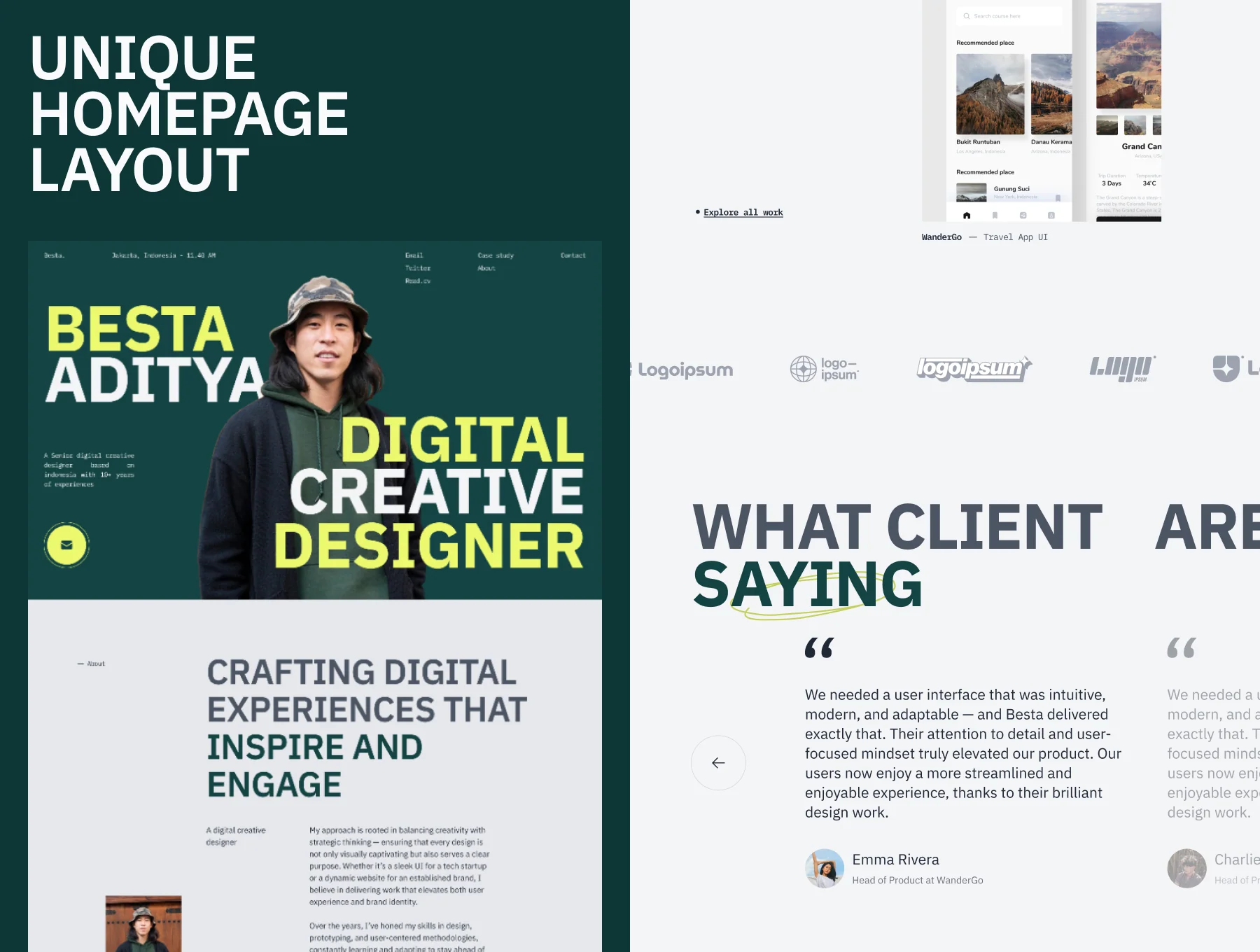 Besta - Designer Portfolio Website Design