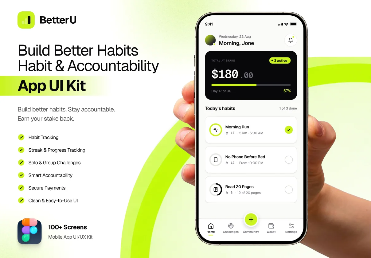 BetterU Habit Staking App UI Kit for Figma