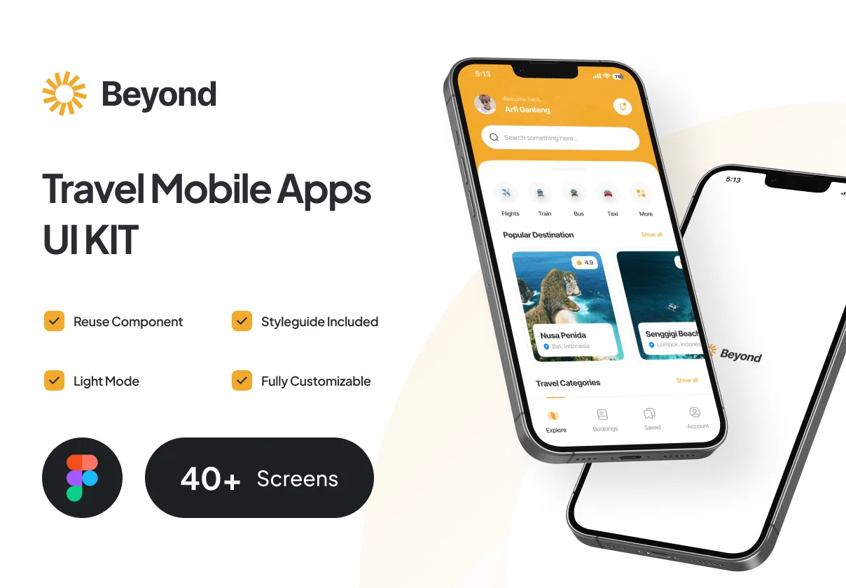 Travel Mobile App UI Kit - Beyond