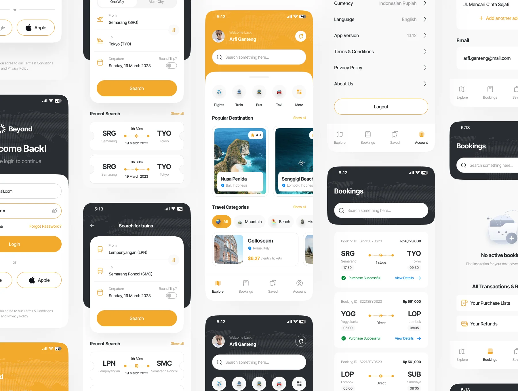 Travel Mobile App UI Kit - Beyond 5