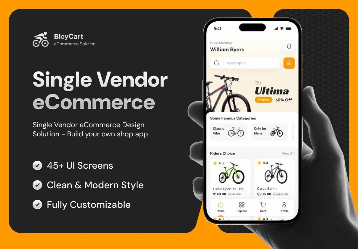BicyCart – Single Vendor E-Commerce App UI Kit