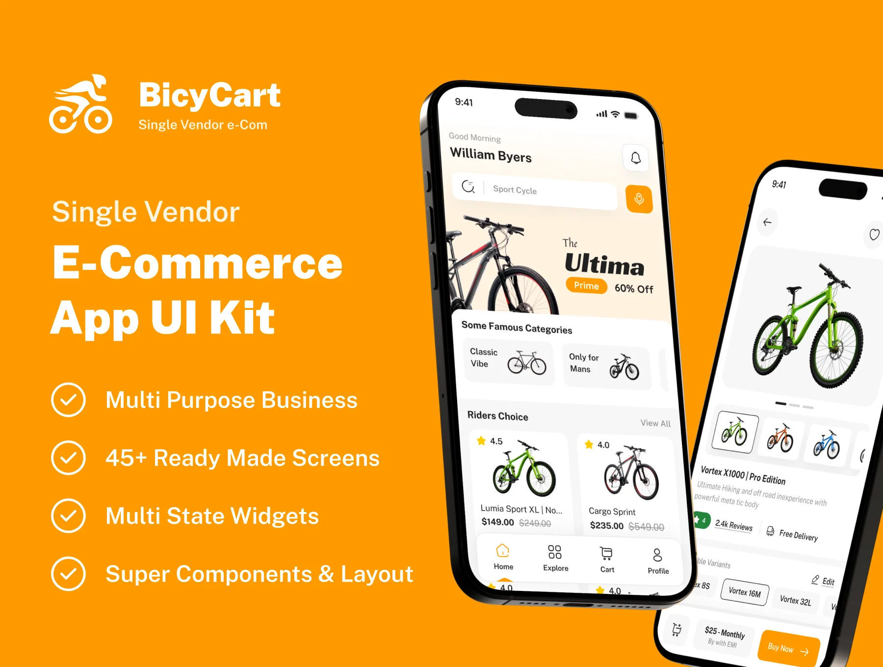 BicyCart – Single Vendor E-Commerce App UI Kit