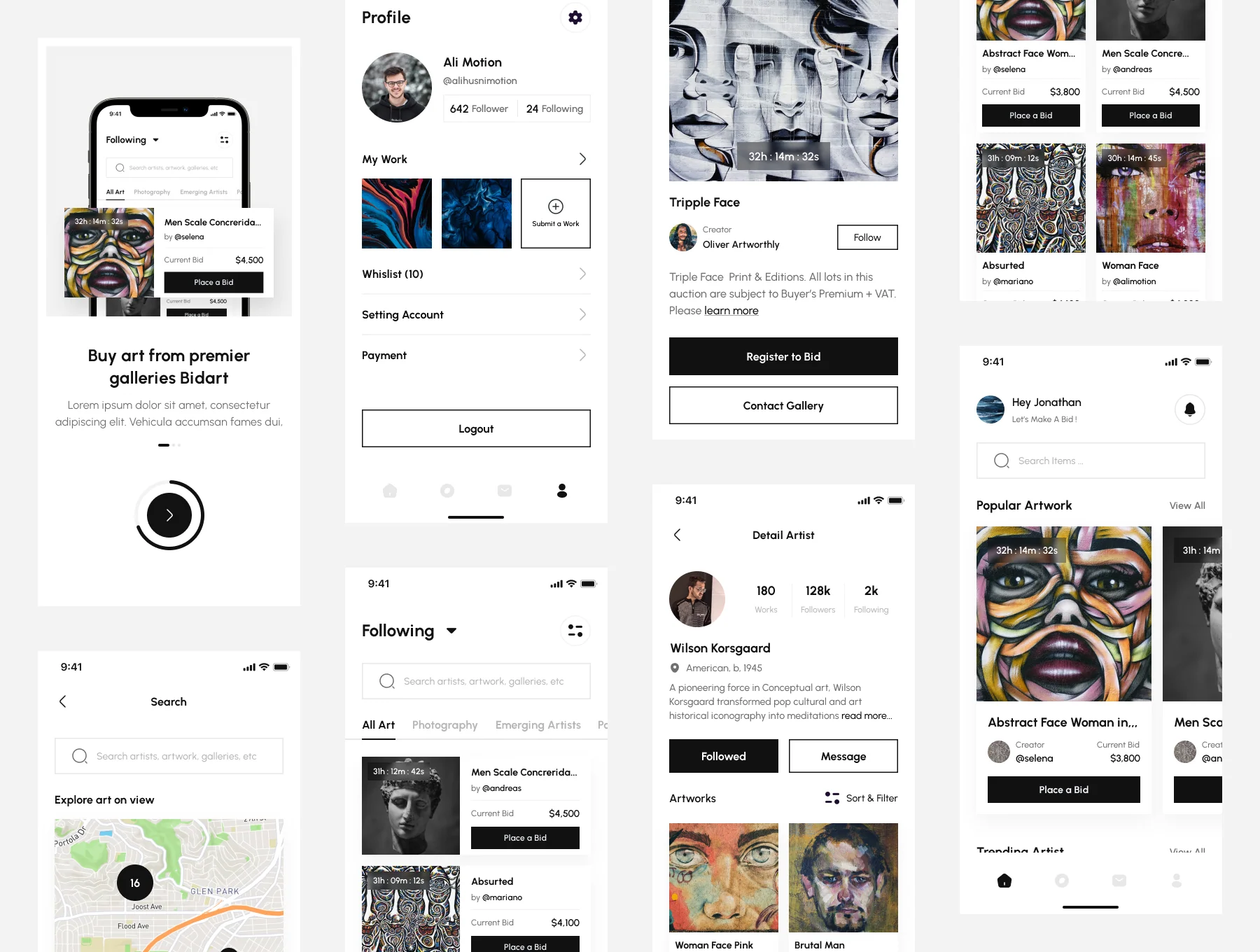 Art Bidding Mobile App UI Kit - BidArt 2