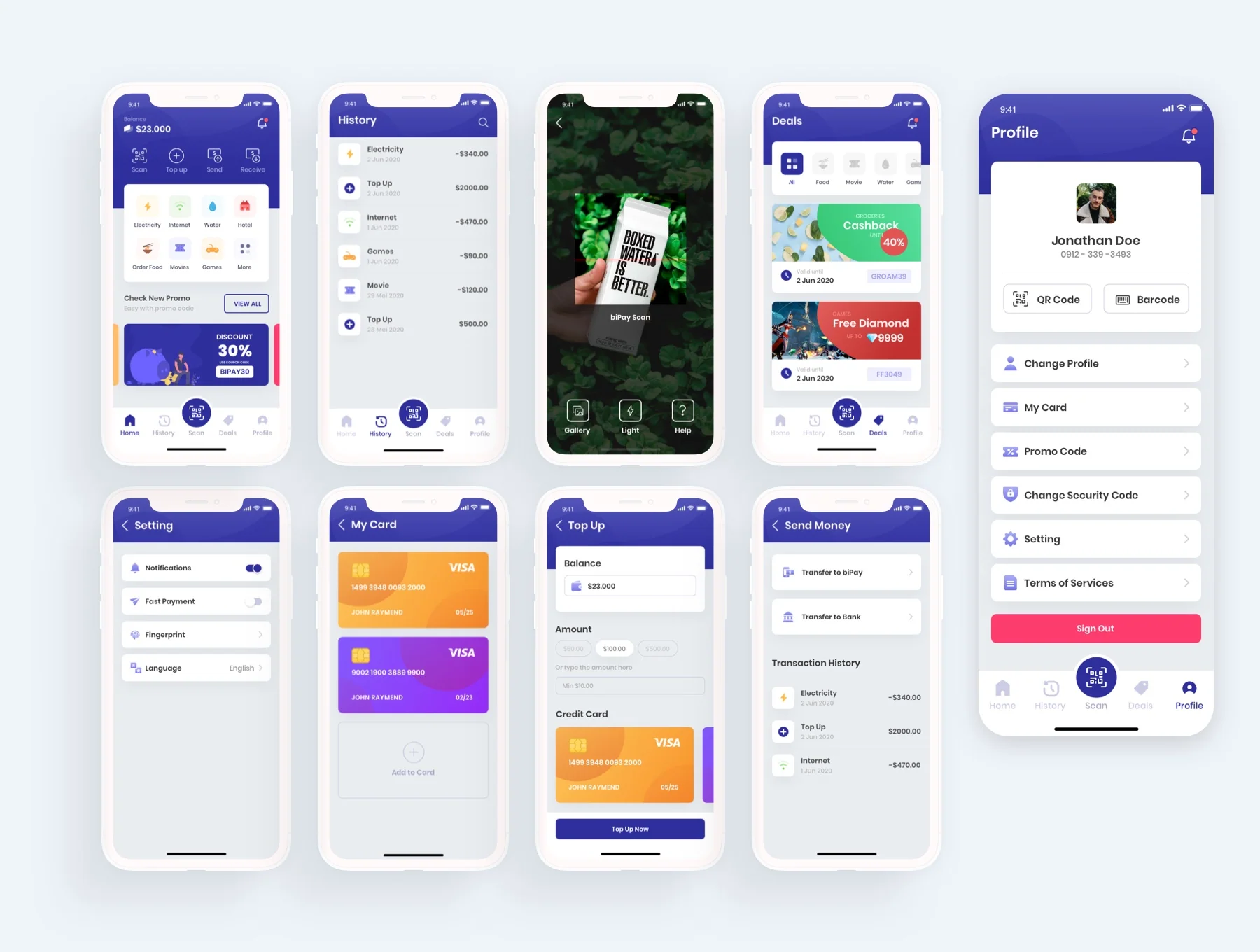 biPay - eWallet Mobile App UI Kit 2