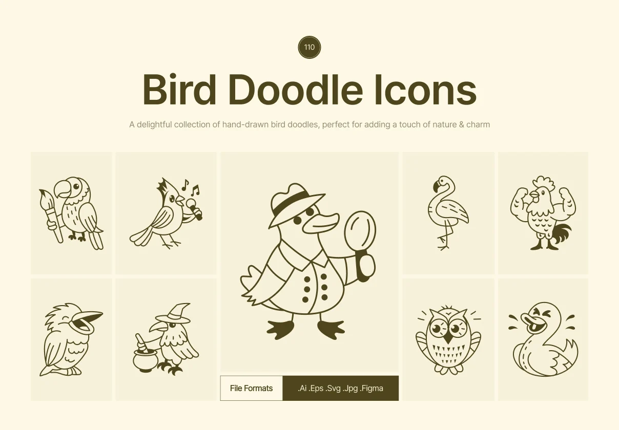 Bird Doodle Art Set