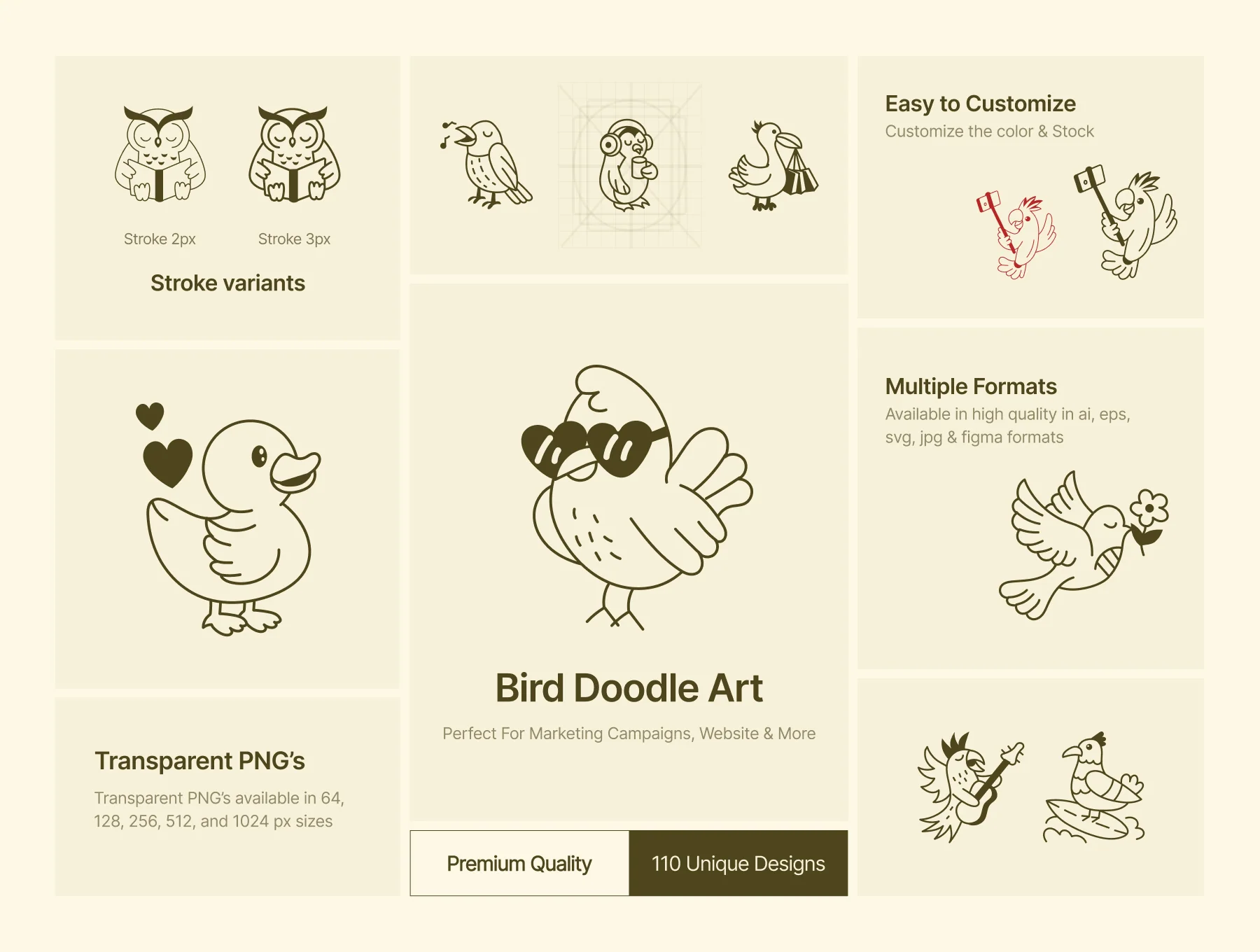 Bird Doodle Art Set 2