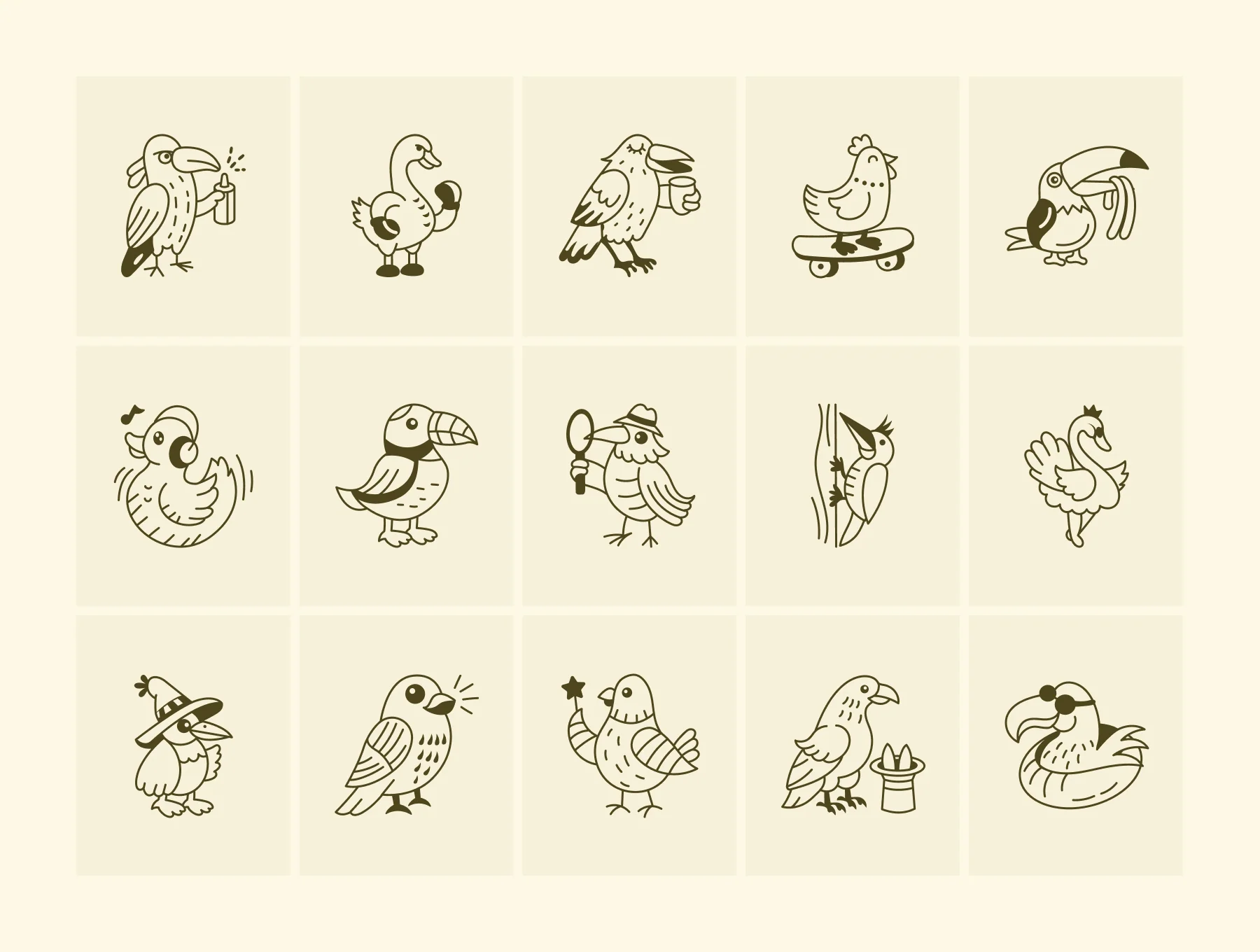 Bird Doodle Art Set 5