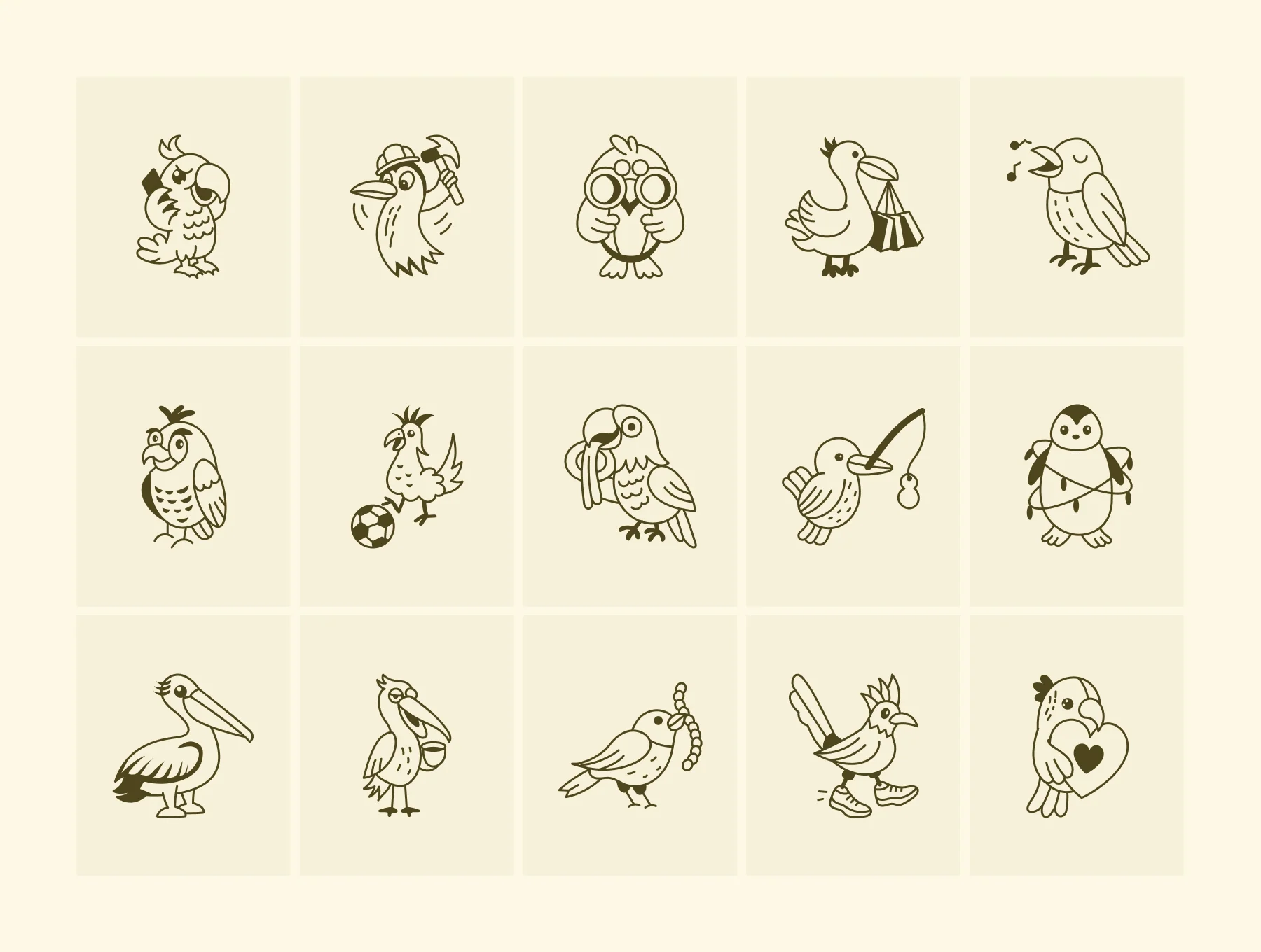 Bird Doodle Art Set 6