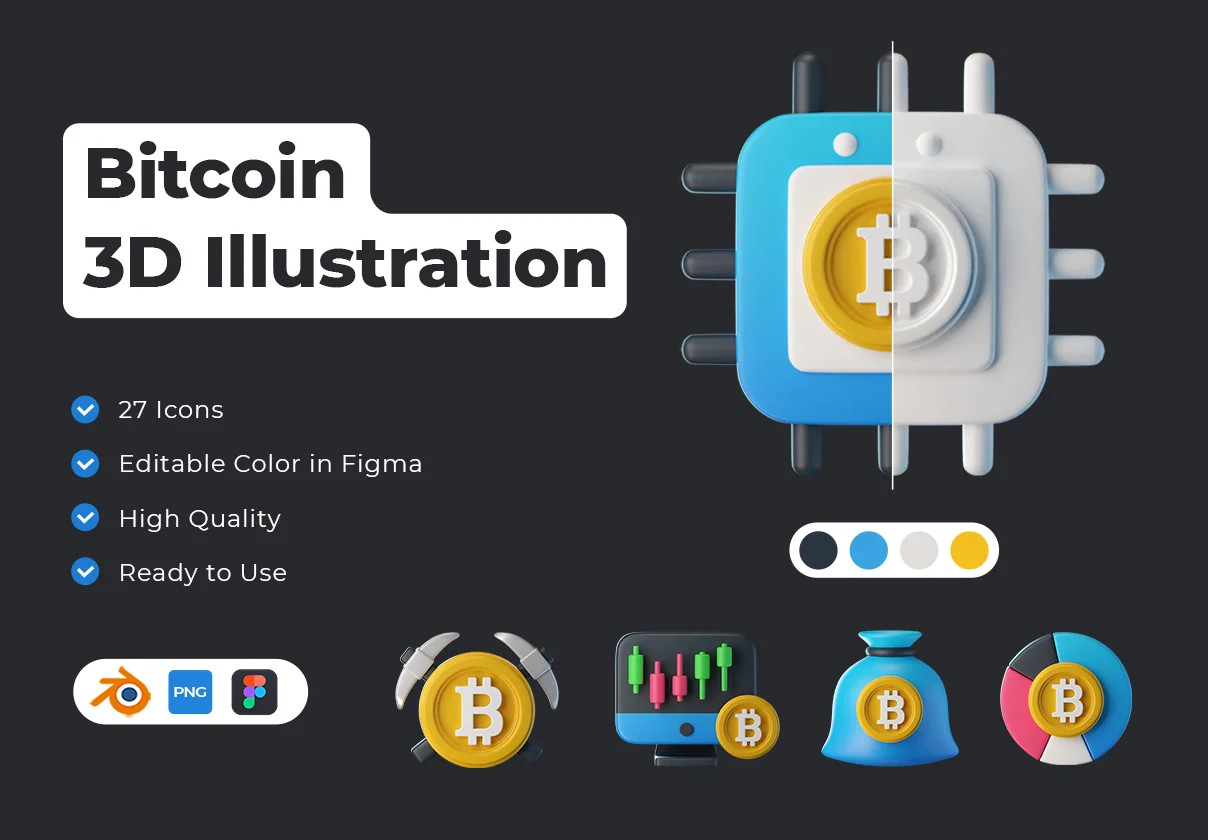 Bitcoin 3D Icons