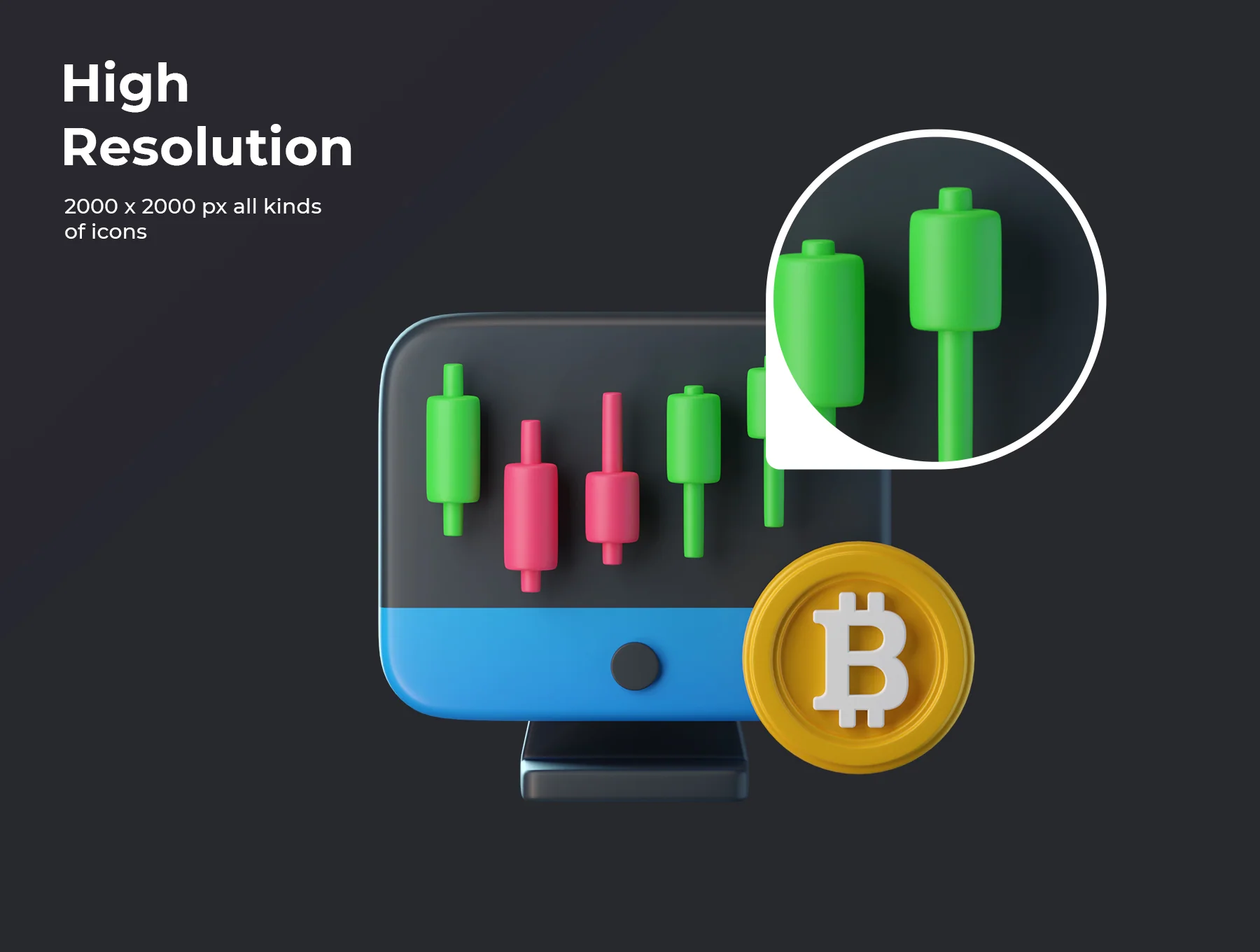 Bitcoin 3D Icons 3