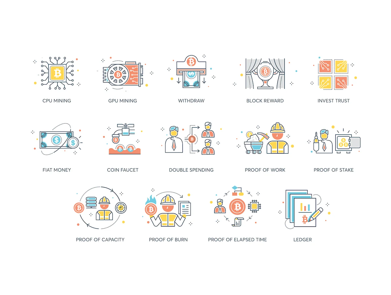 74 Cryptocurrency Icons | Color Line Series 6