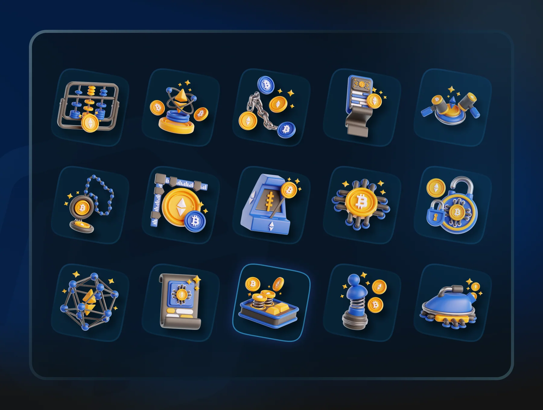 Bitcoin and Currency 3D Icon set 2