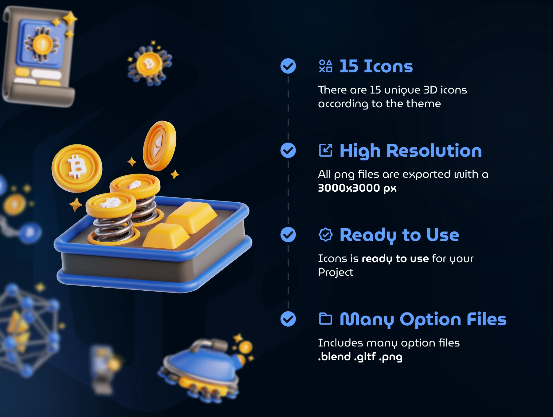 Bitcoin and Currency 3D Icon set 3