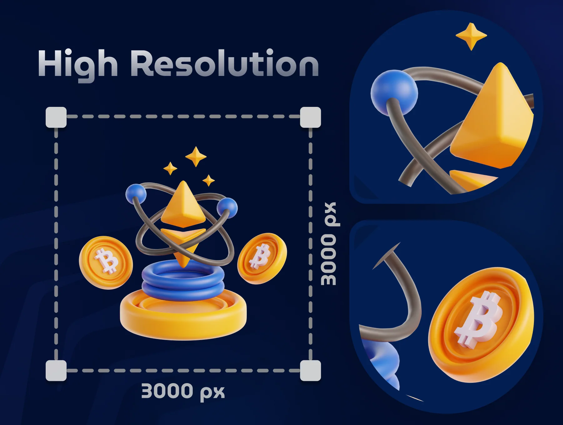 Bitcoin and Currency 3D Icon set 4