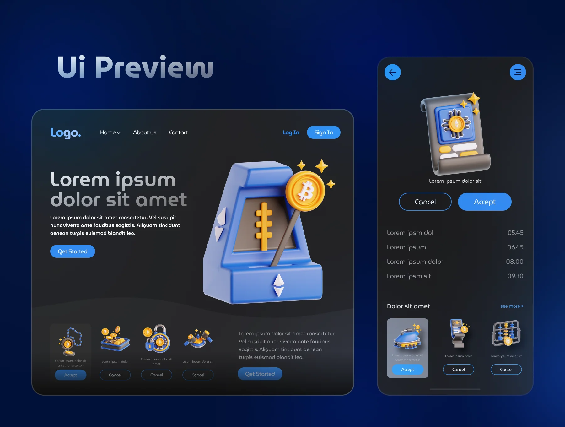 Bitcoin and Currency 3D Icon set 5
