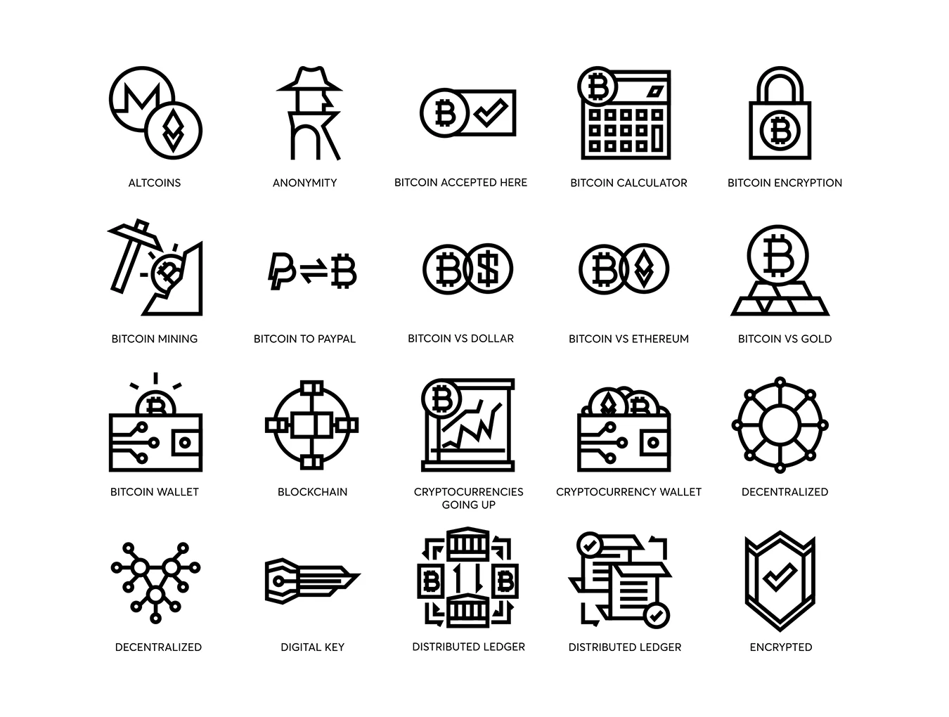 74 Cryptocurrency Line Icons 3