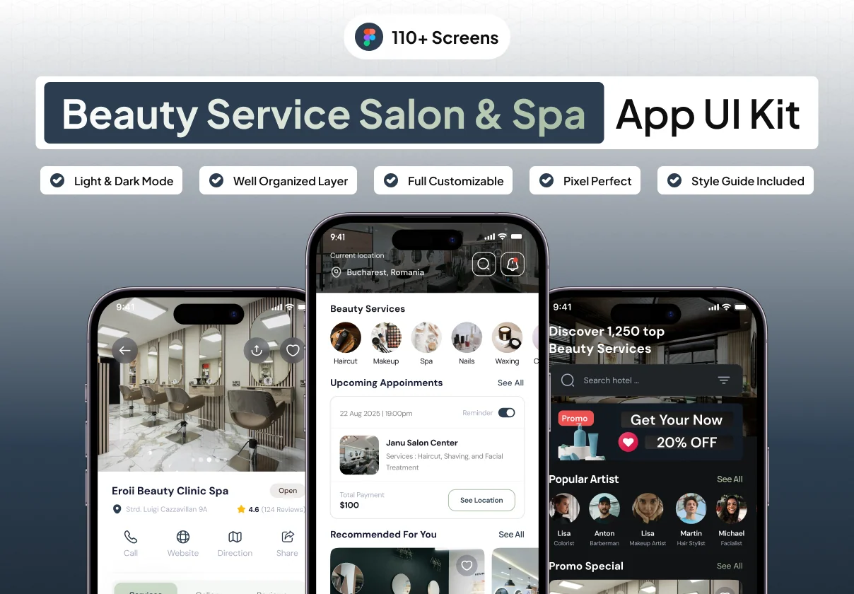 Biuti - Beauty Service Salon & Spa Mobile App UI Kit