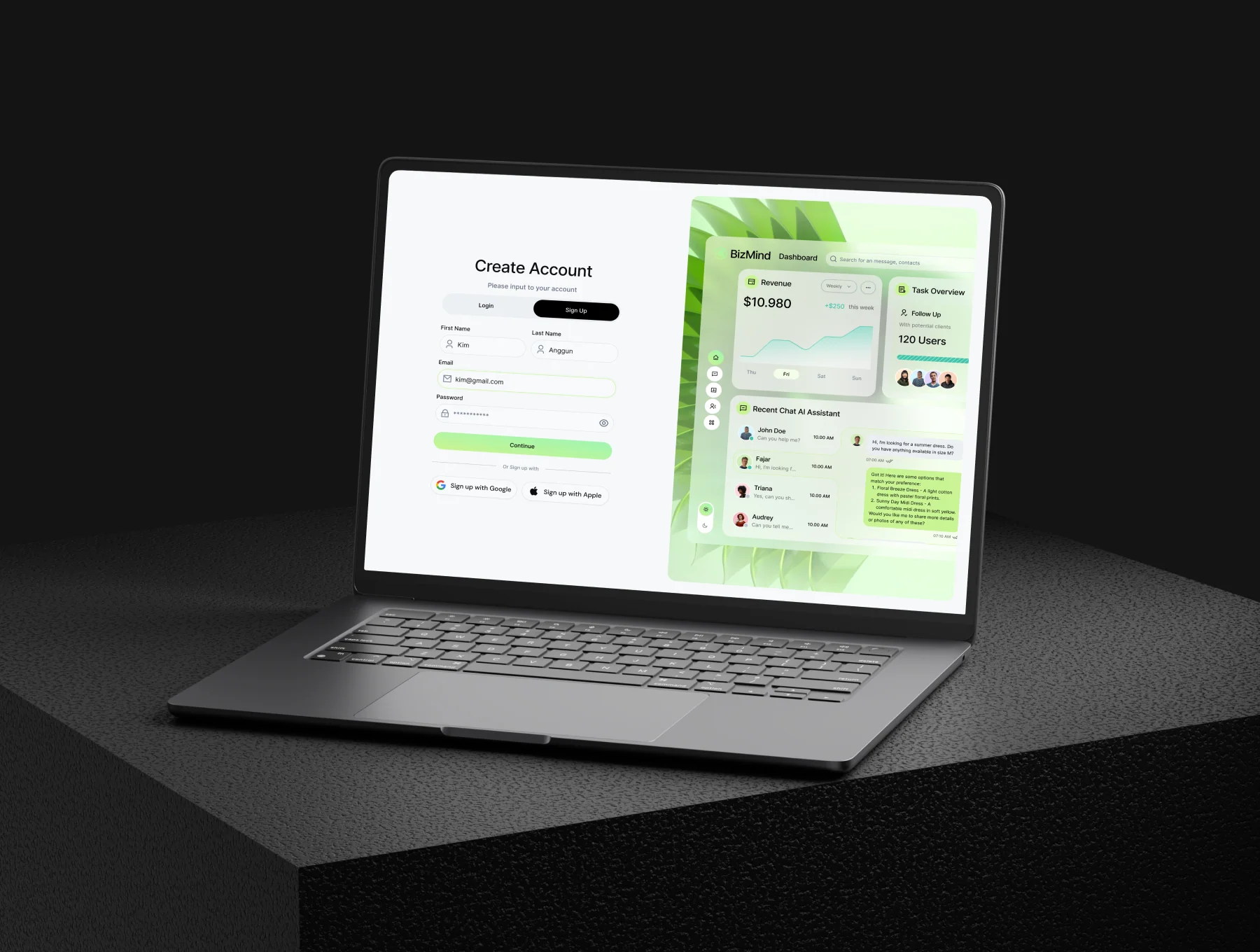 BizMind - Business Assistant AI Powered Dashboard UI KIT 7