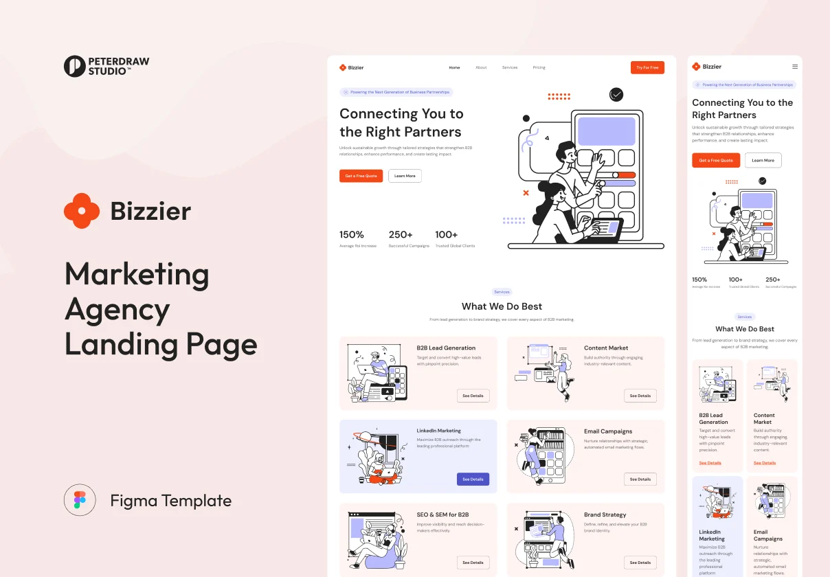 Bizzier - Marketing Agency Website UI Figma Template