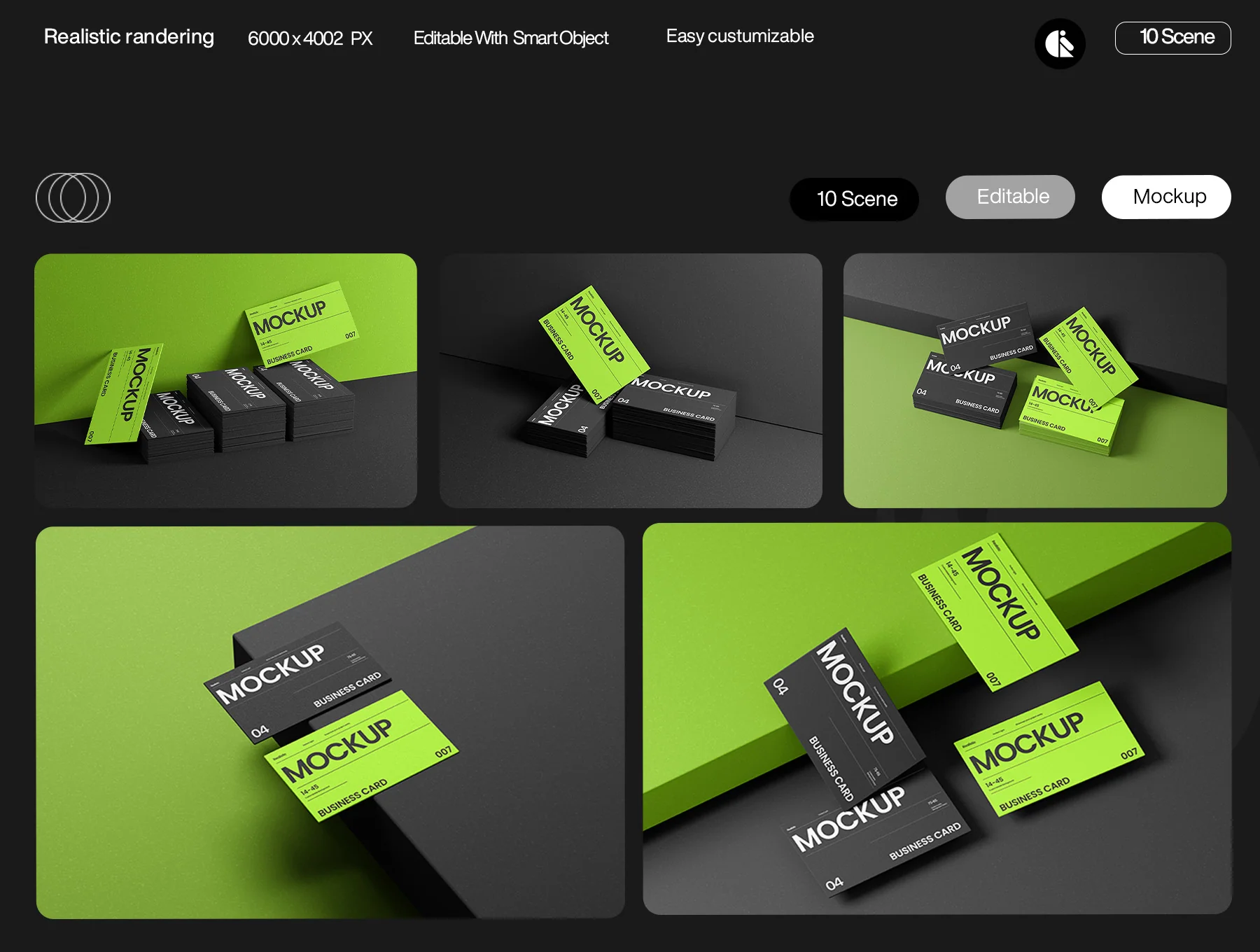 Black and Green Business Card Mockup Template 2