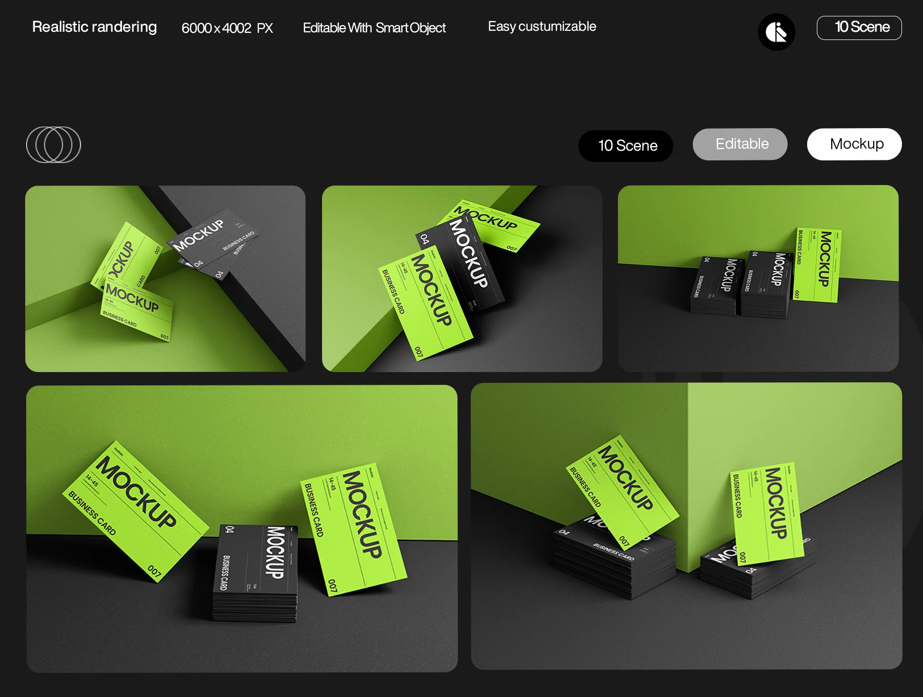 Black and Green Business Card Mockup Template 3