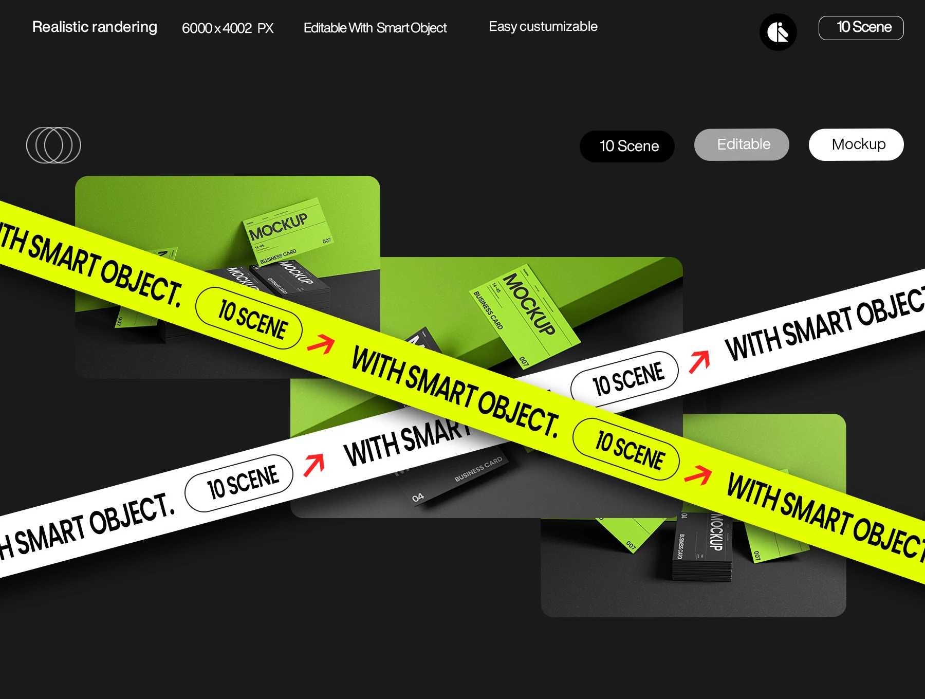 Black and Green Business Card Mockup Template 4