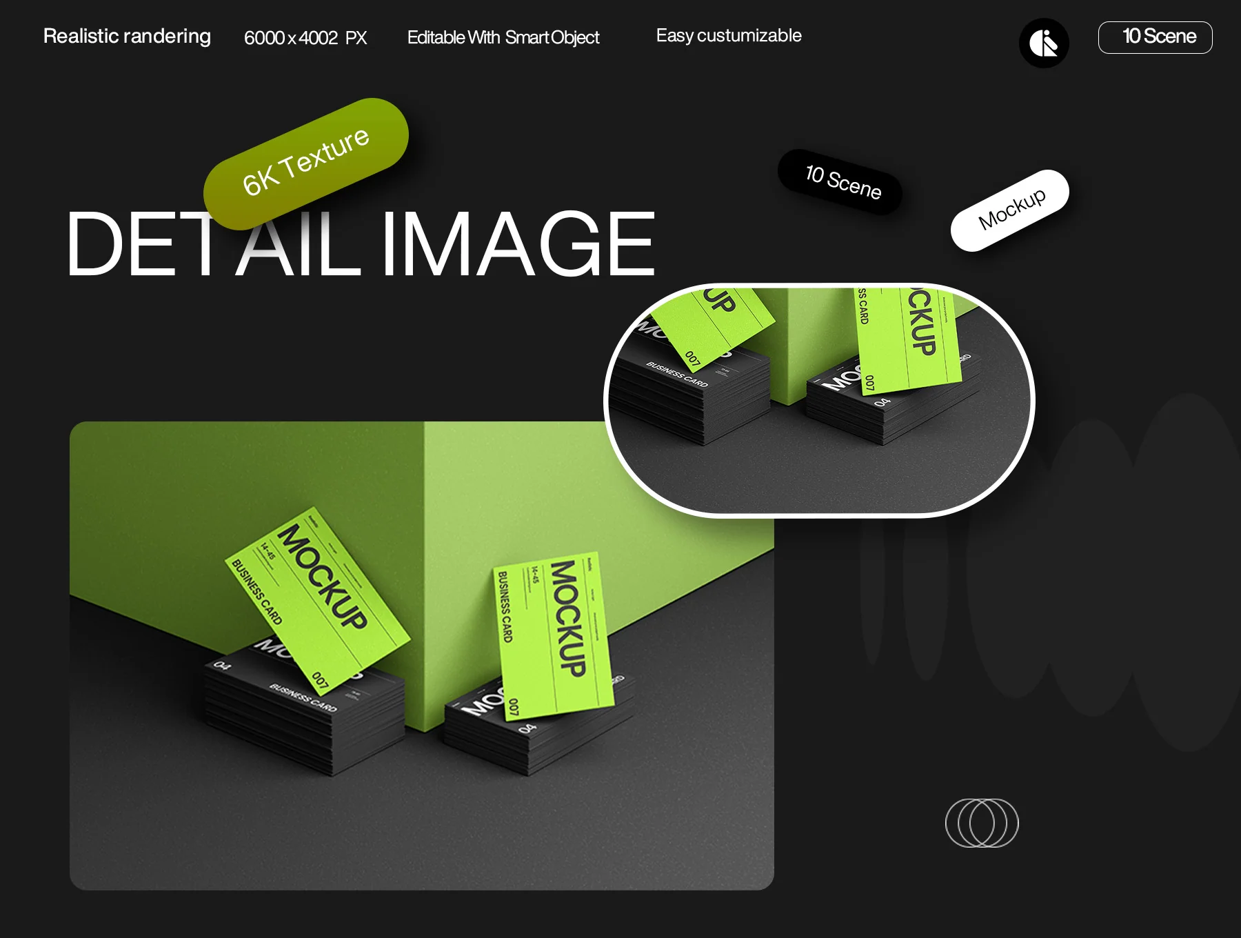 Black and Green Business Card Mockup Template 5