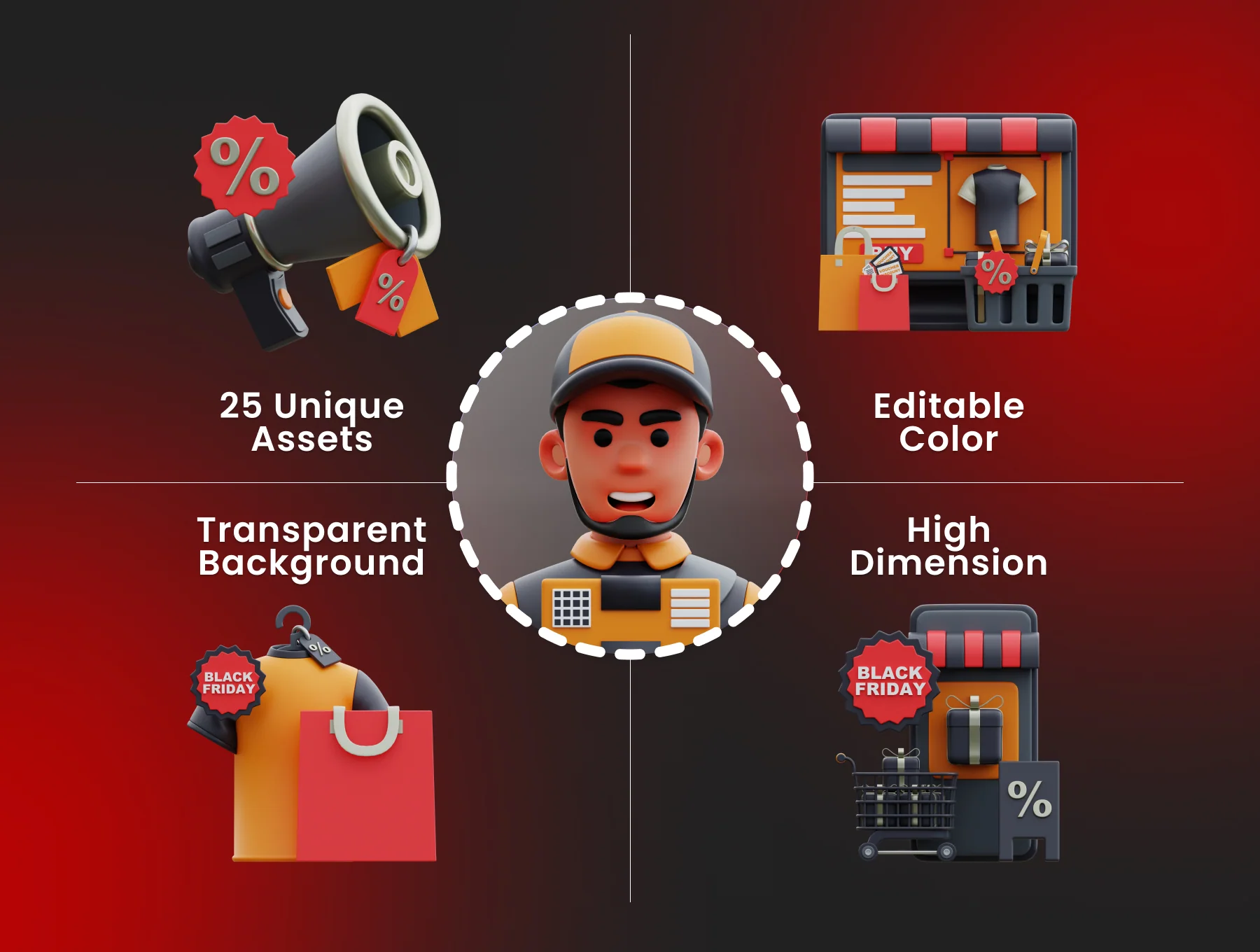 Black Friday 3D 3D Illustration Pack 2