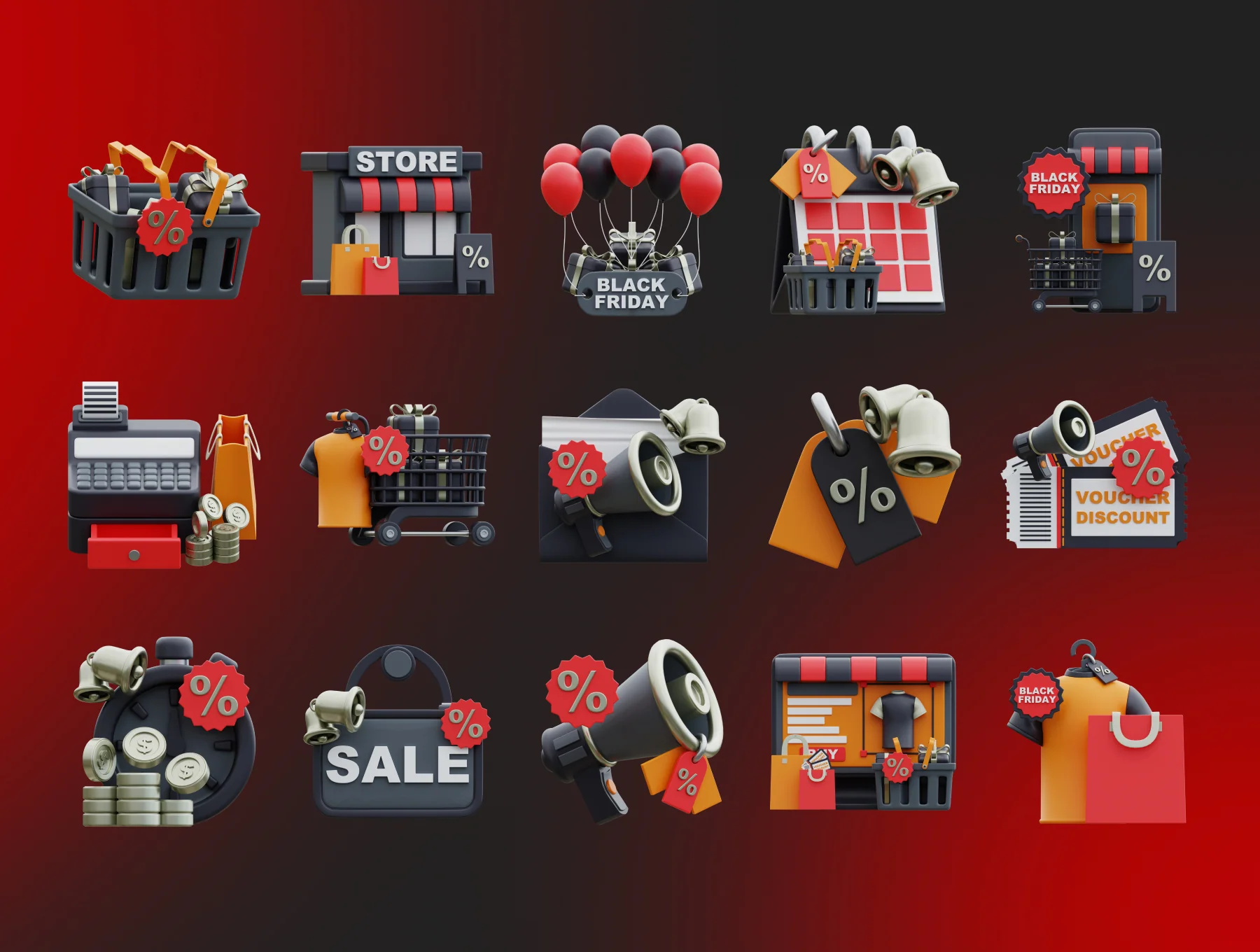 Black Friday 3D 3D Illustration Pack 5