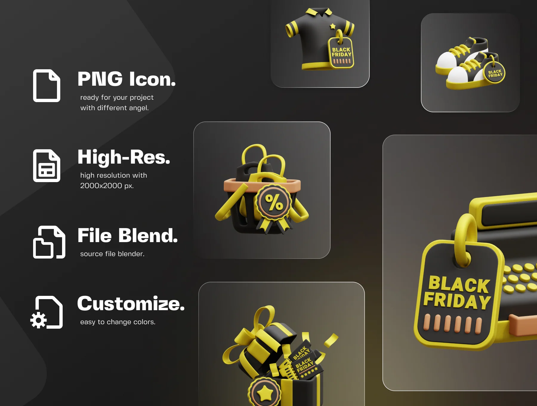 Black Friday 3D Icon Pack 2
