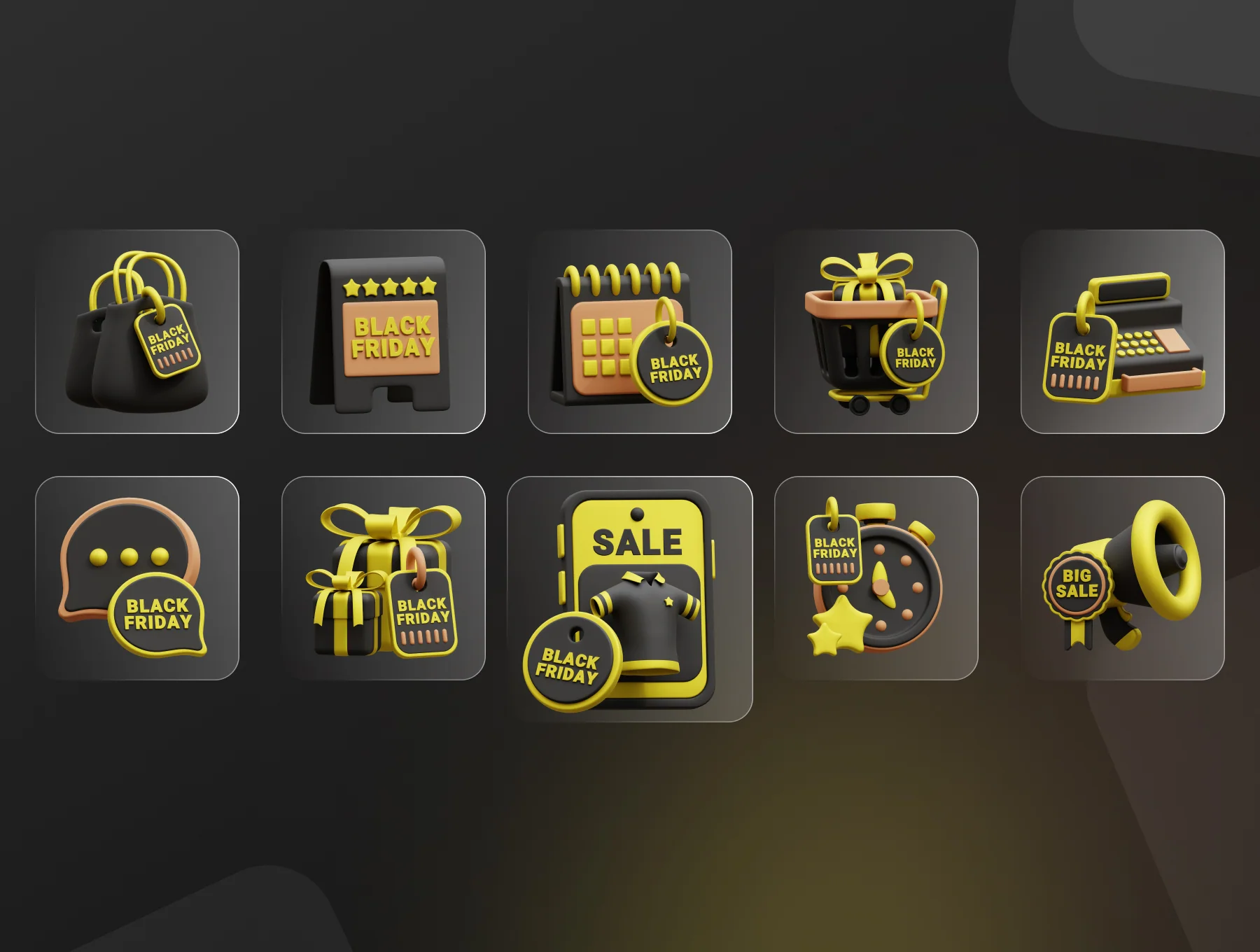 Black Friday 3D Icon Pack 7