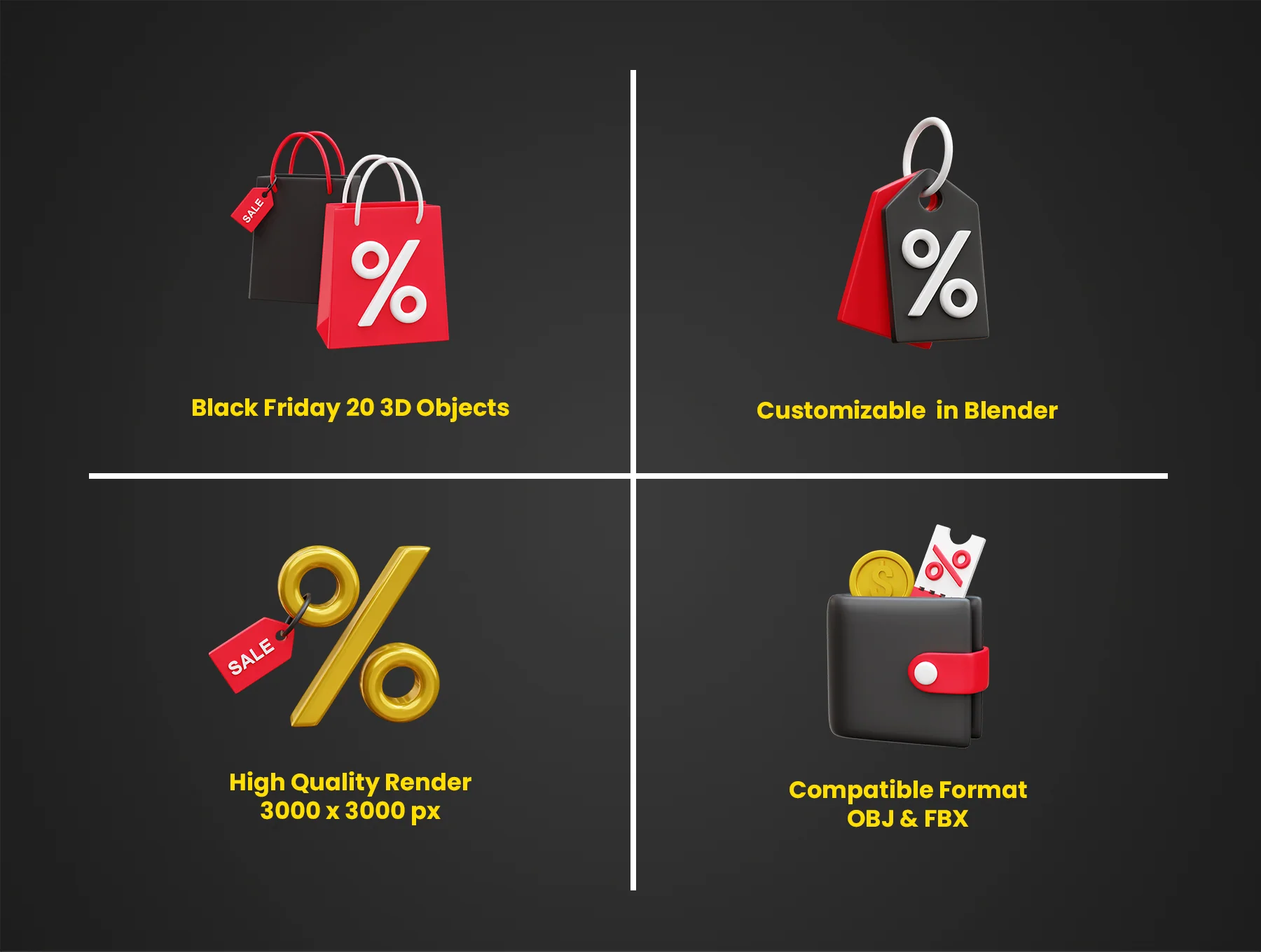 Black Friday 3D Icon Illustrations 2