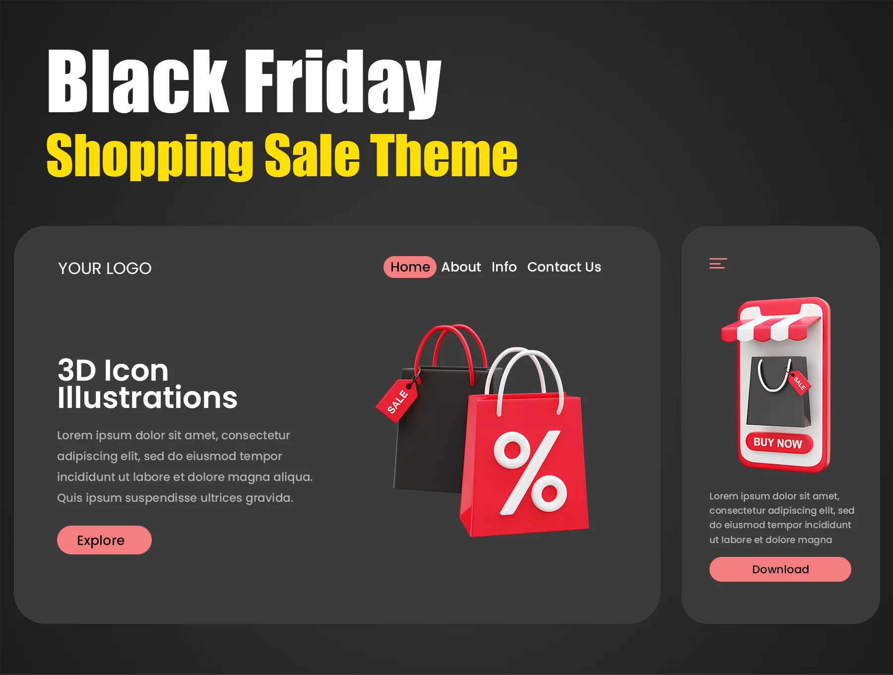 Black Friday 3D Icon Illustrations 4